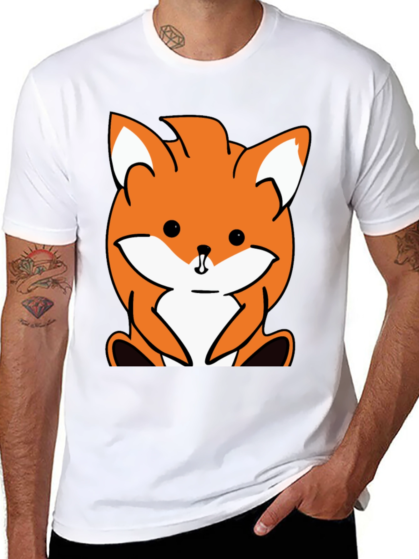 Cute Fox Graphic Tee - Black Unisex T-Shirt
