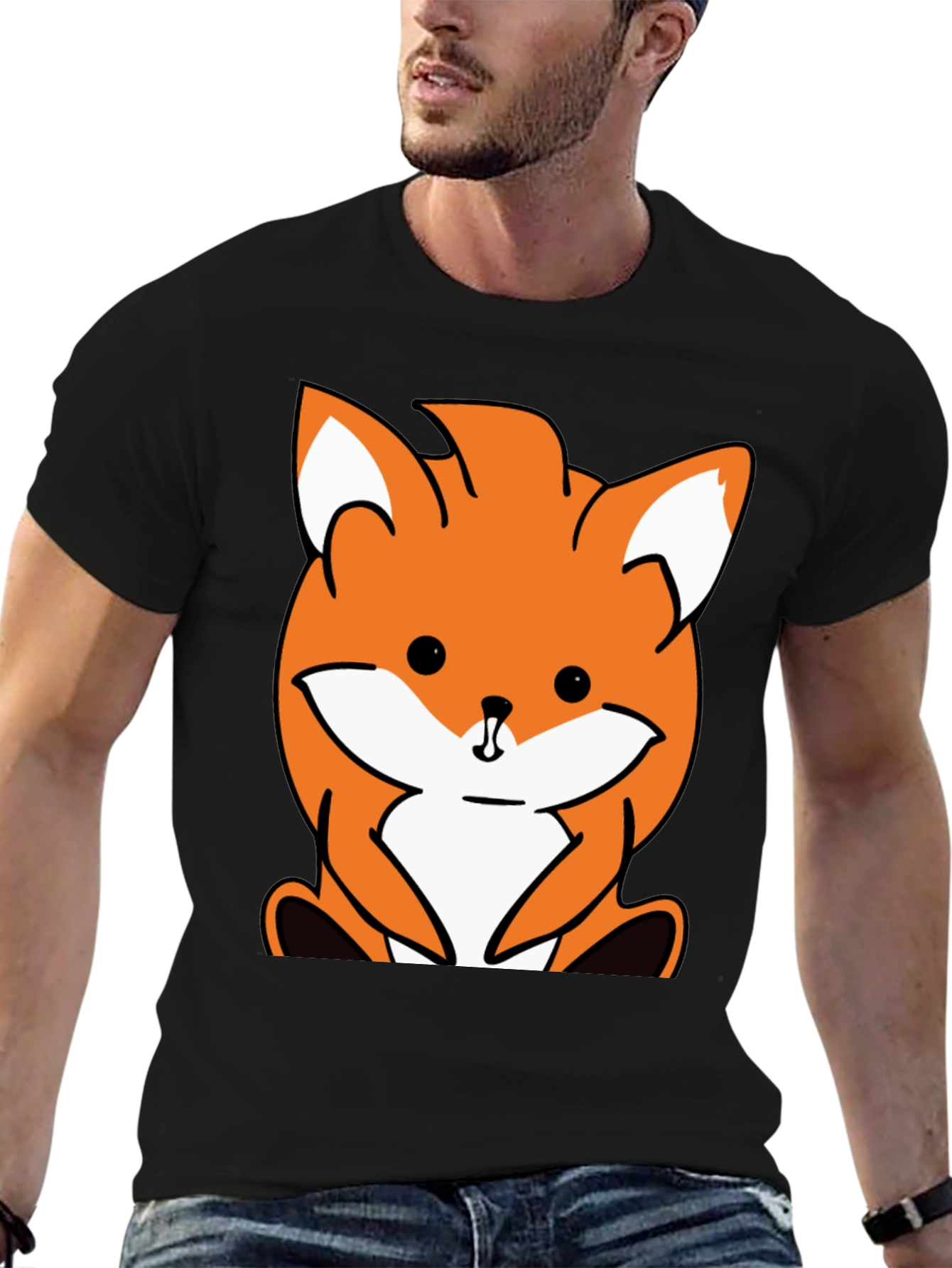 Cute Fox Graphic Tee - Black Unisex T-Shirt