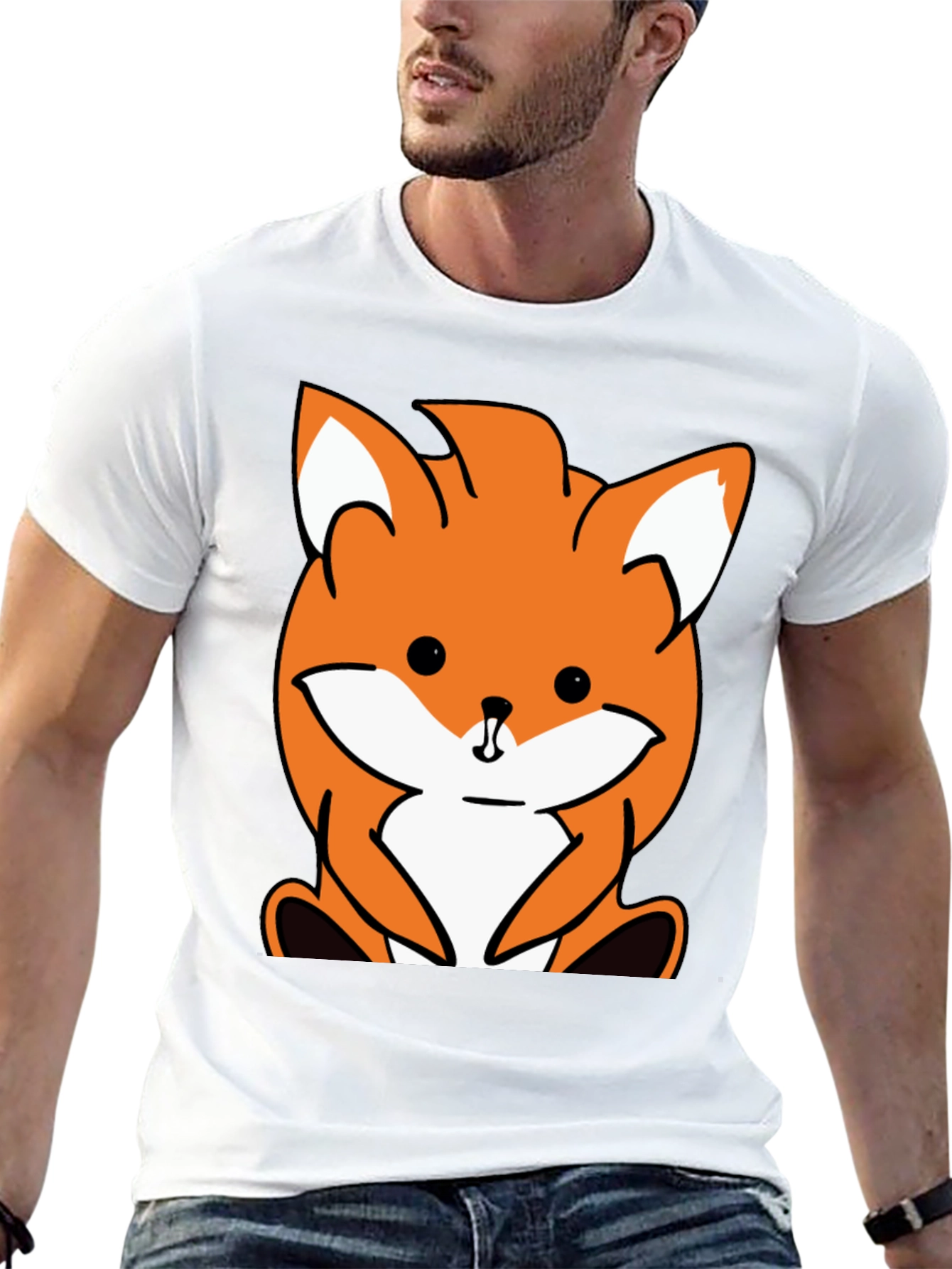 Cute Fox Graphic Tee - Black Unisex T-Shirt
