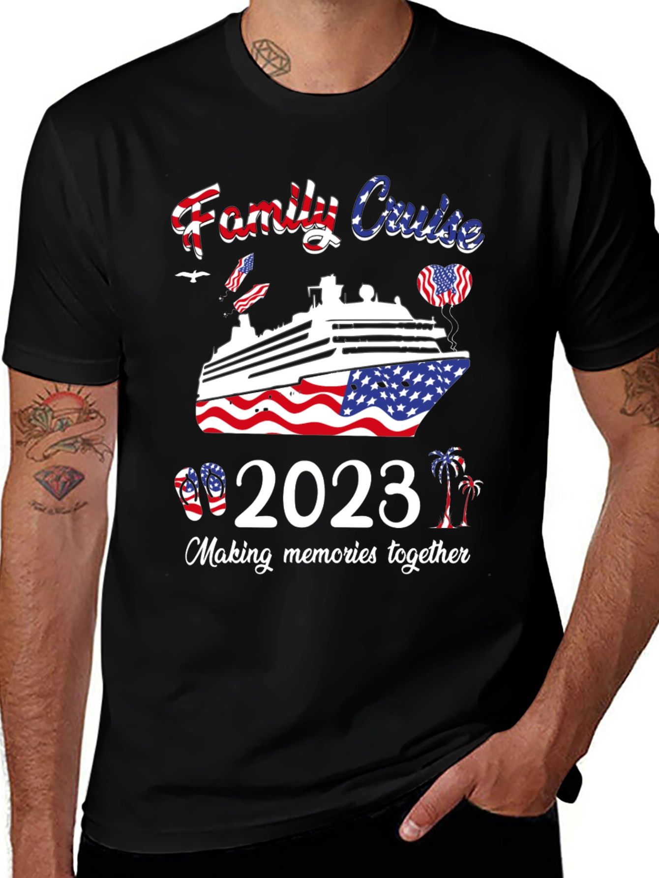 Family Cruise 2023 T-Shirt Patriotic USA Trip