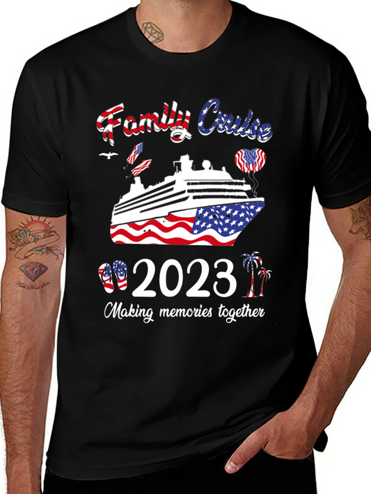Family Cruise 2023 T-Shirt Patriotic USA Trip