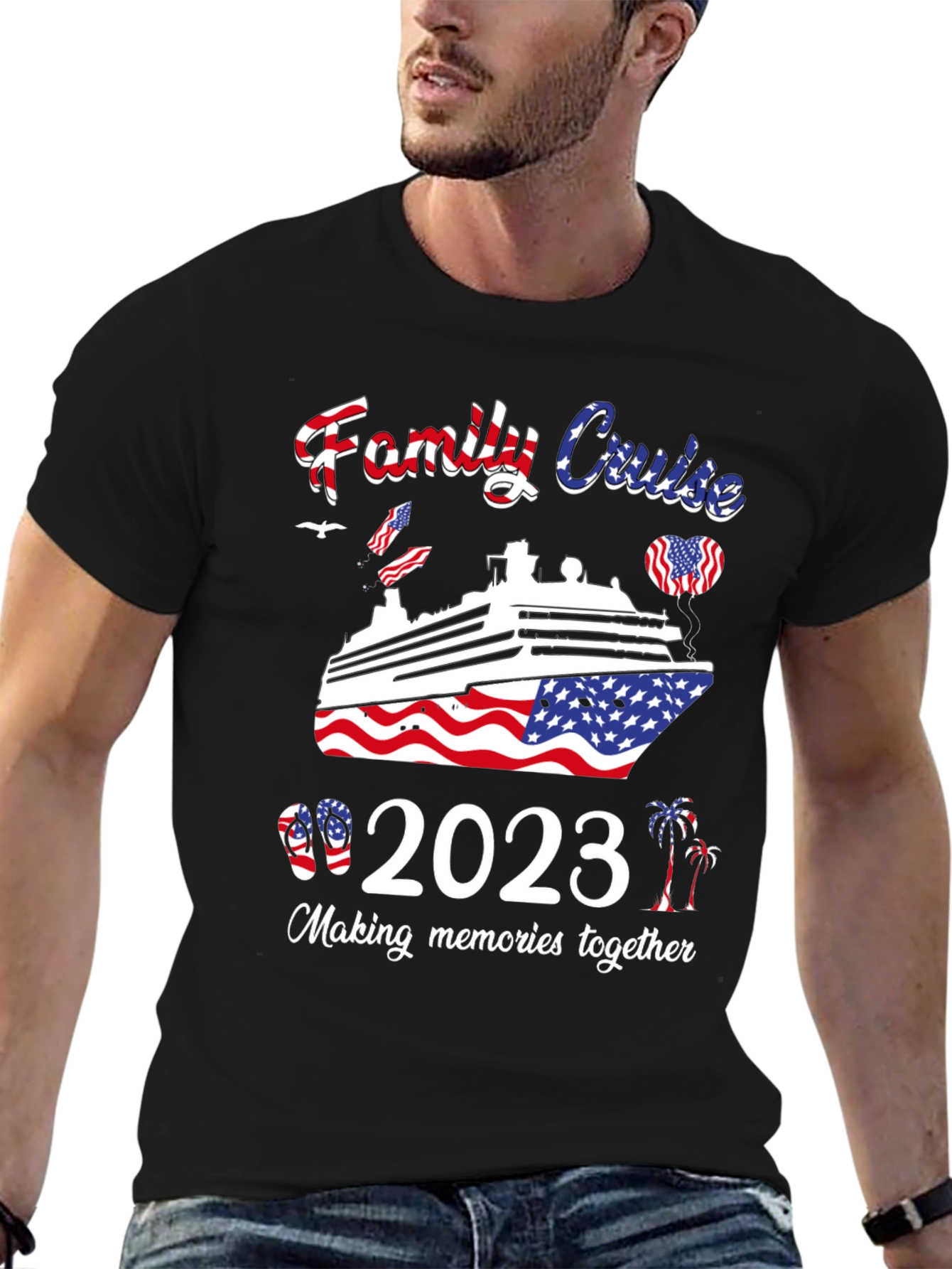 Family Cruise 2023 T-Shirt Patriotic USA Trip
