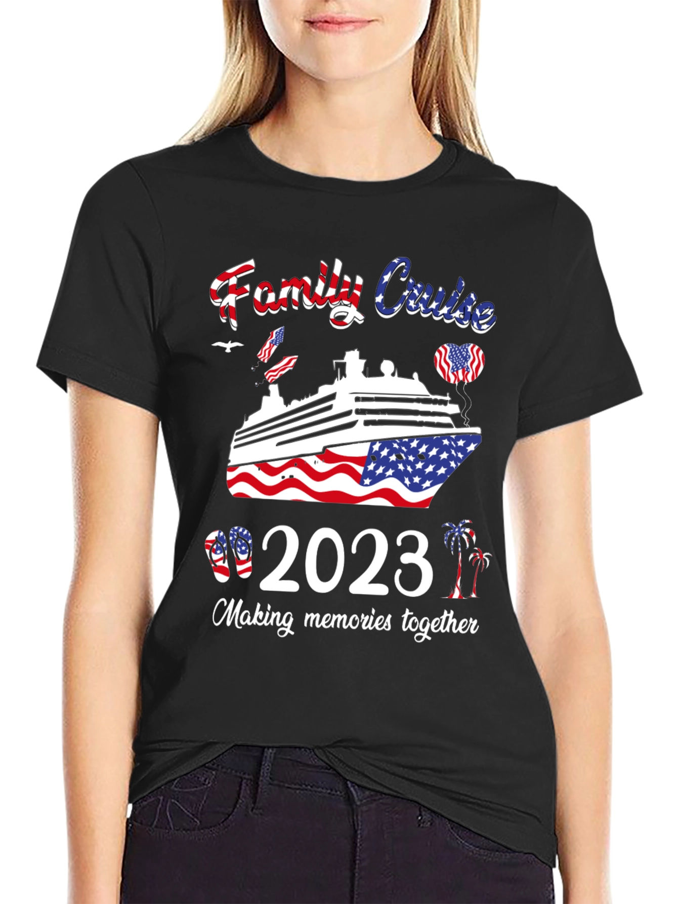 Family Cruise 2023 T-Shirt Patriotic USA Trip