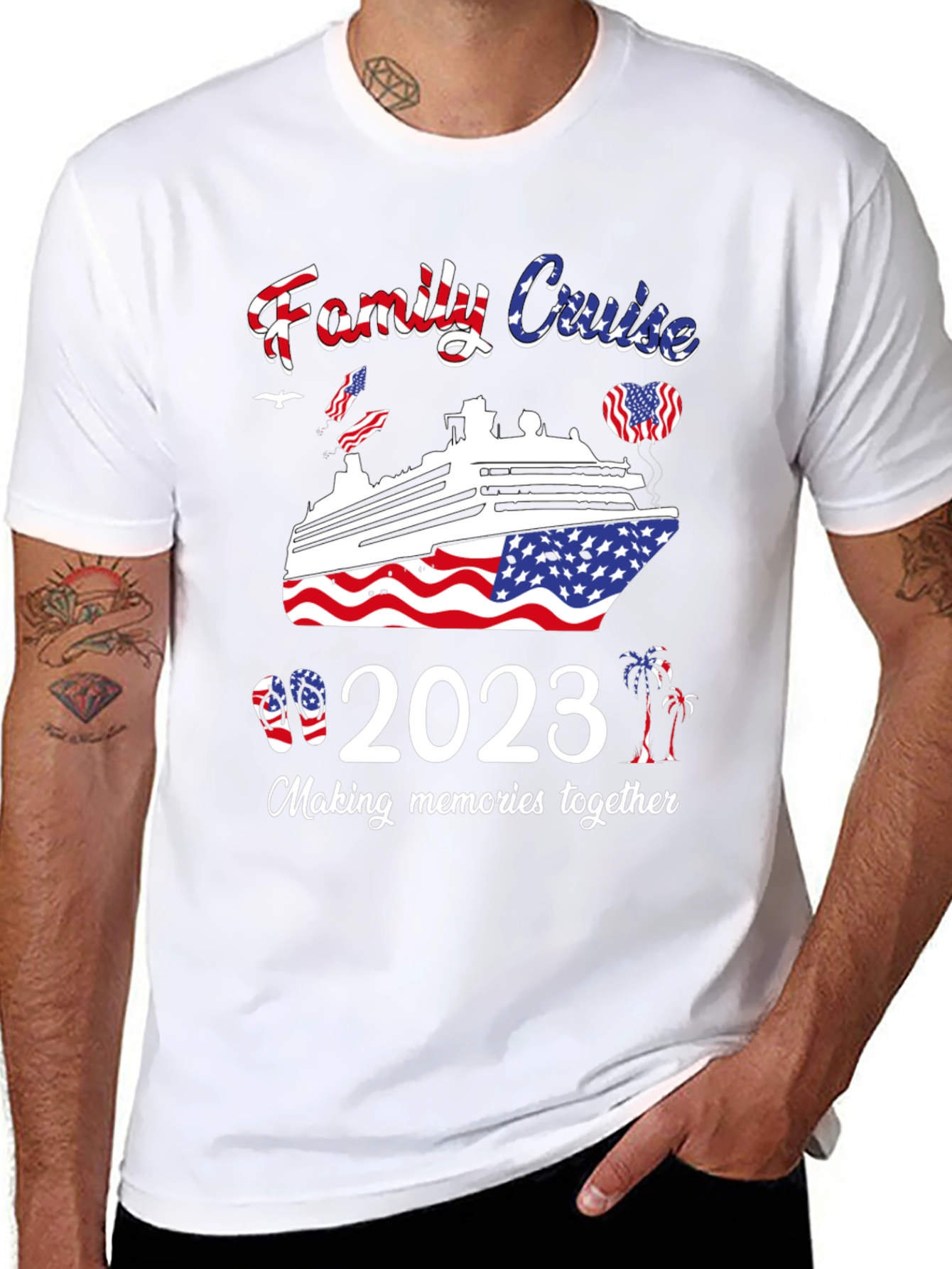 Family Cruise 2023 T-Shirt Patriotic USA Trip