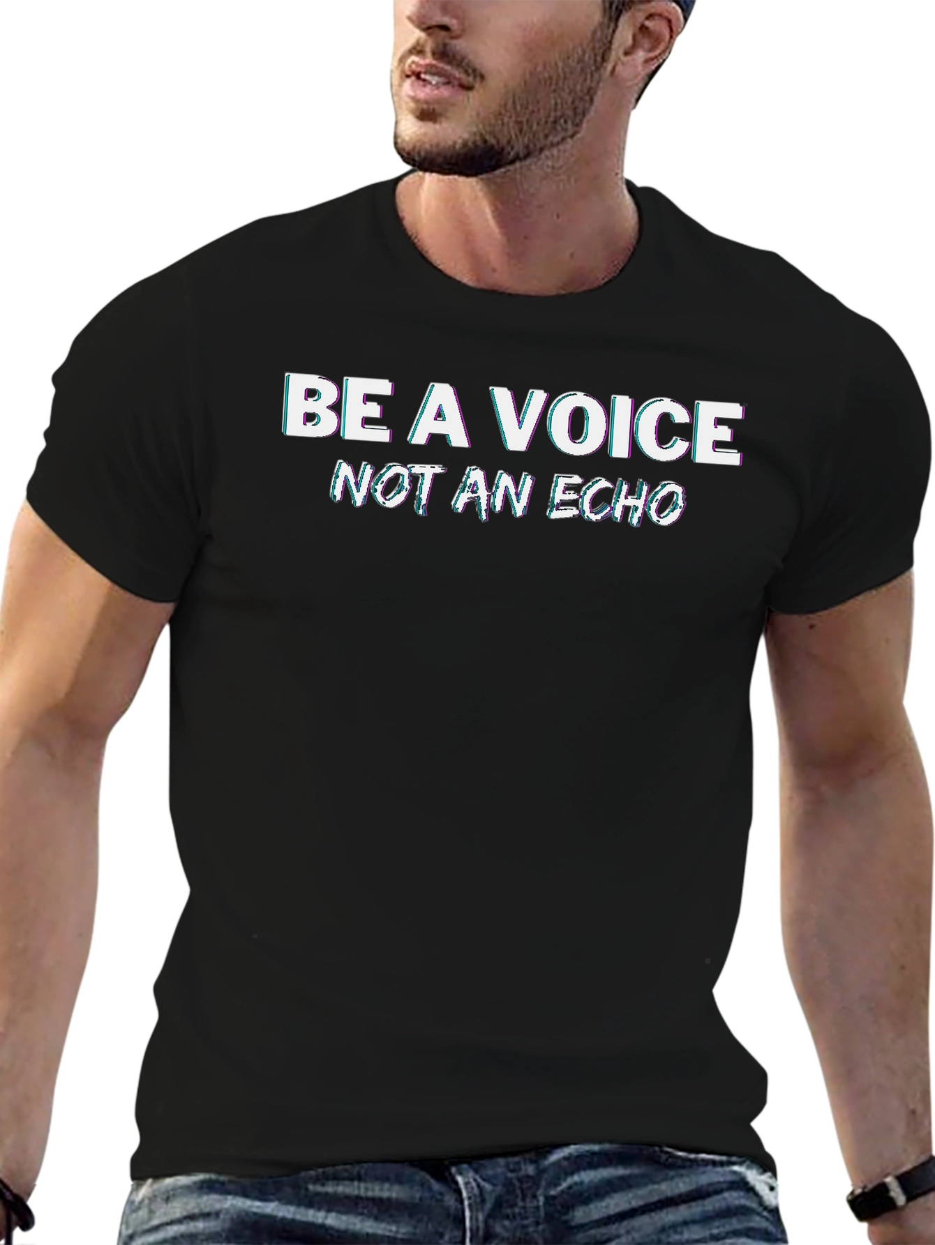 Be a Voice Tee - Stylish Black Graphic T-Shirt