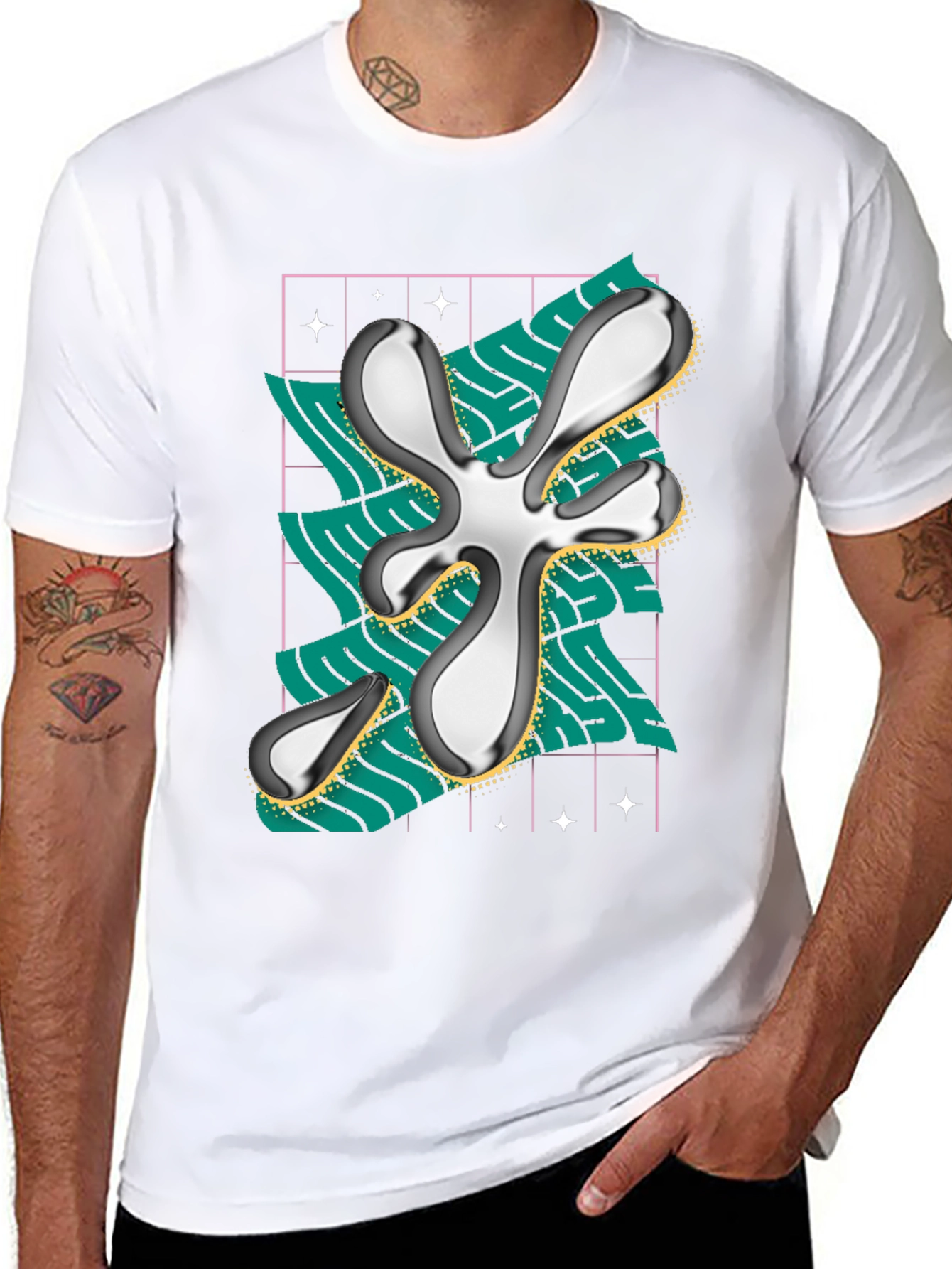 Abstract Graphic Print Black T-Shirt