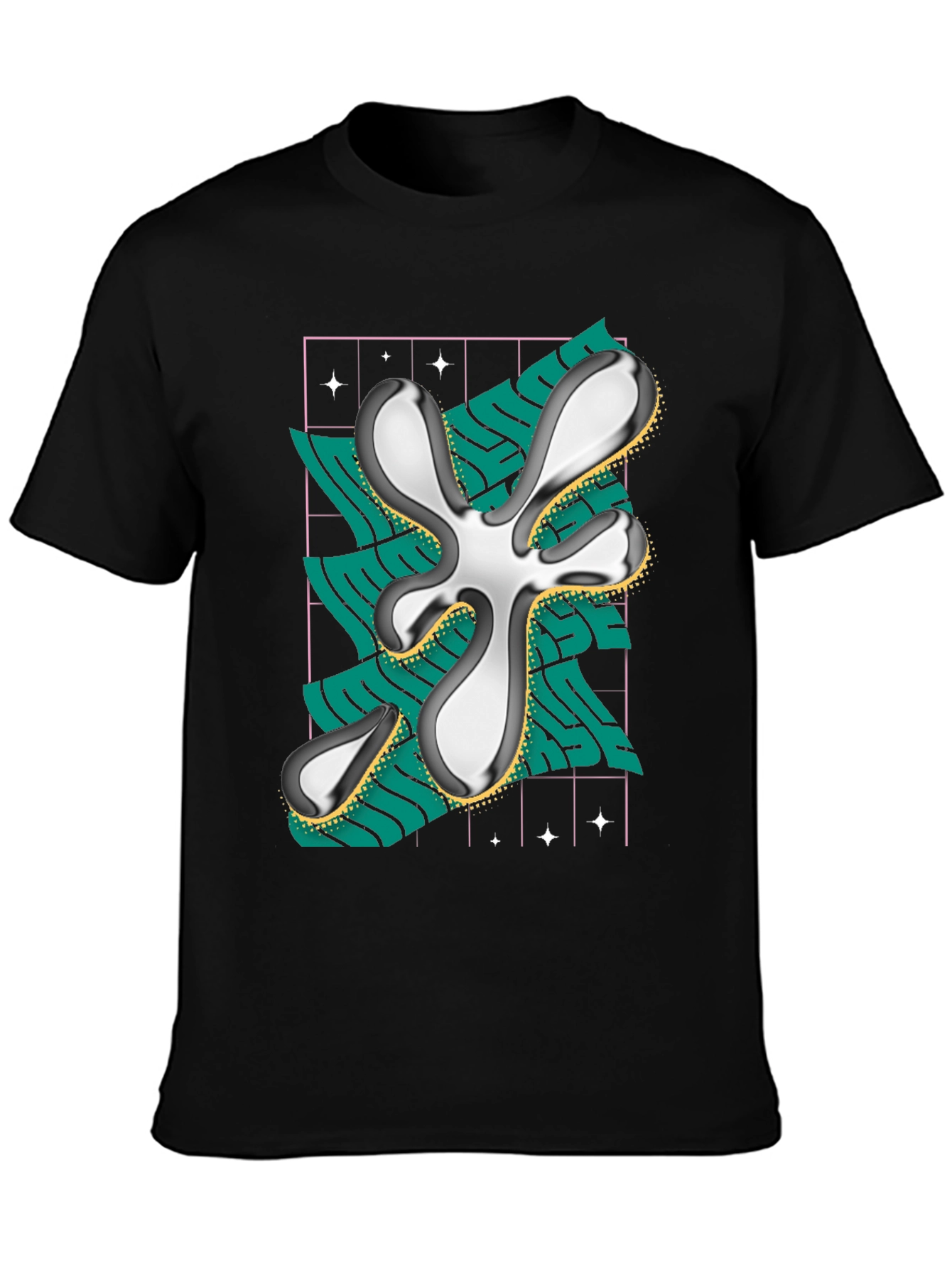 Abstract Graphic Print Black T-Shirt