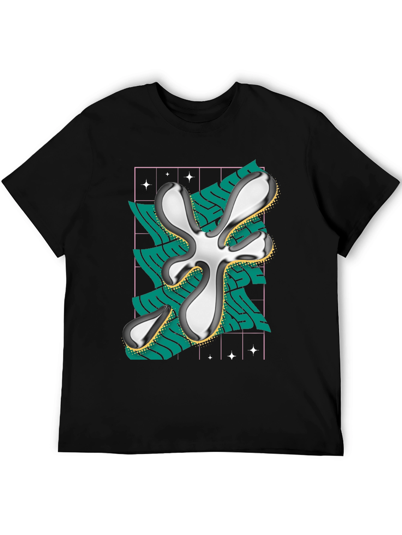 Abstract Graphic Print Black T-Shirt