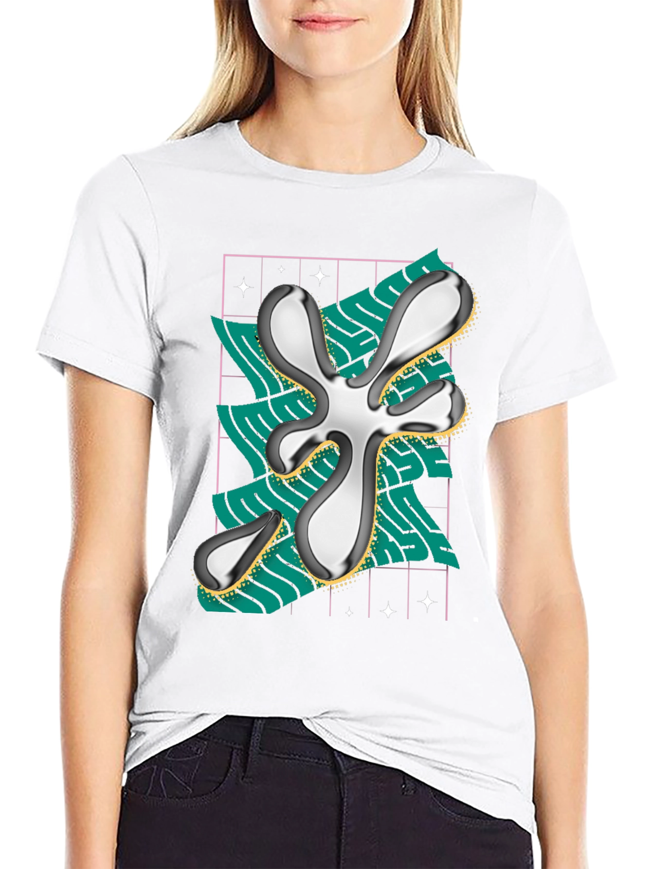 Abstract Graphic Print Black T-Shirt