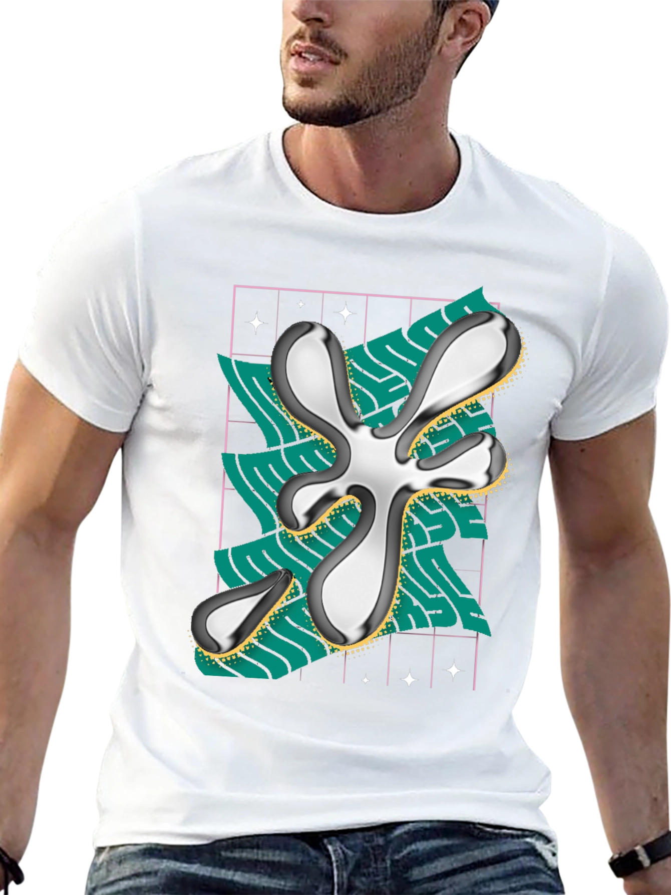 Abstract Graphic Print Black T-Shirt