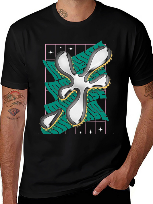 Abstract Graphic Print Black T-Shirt