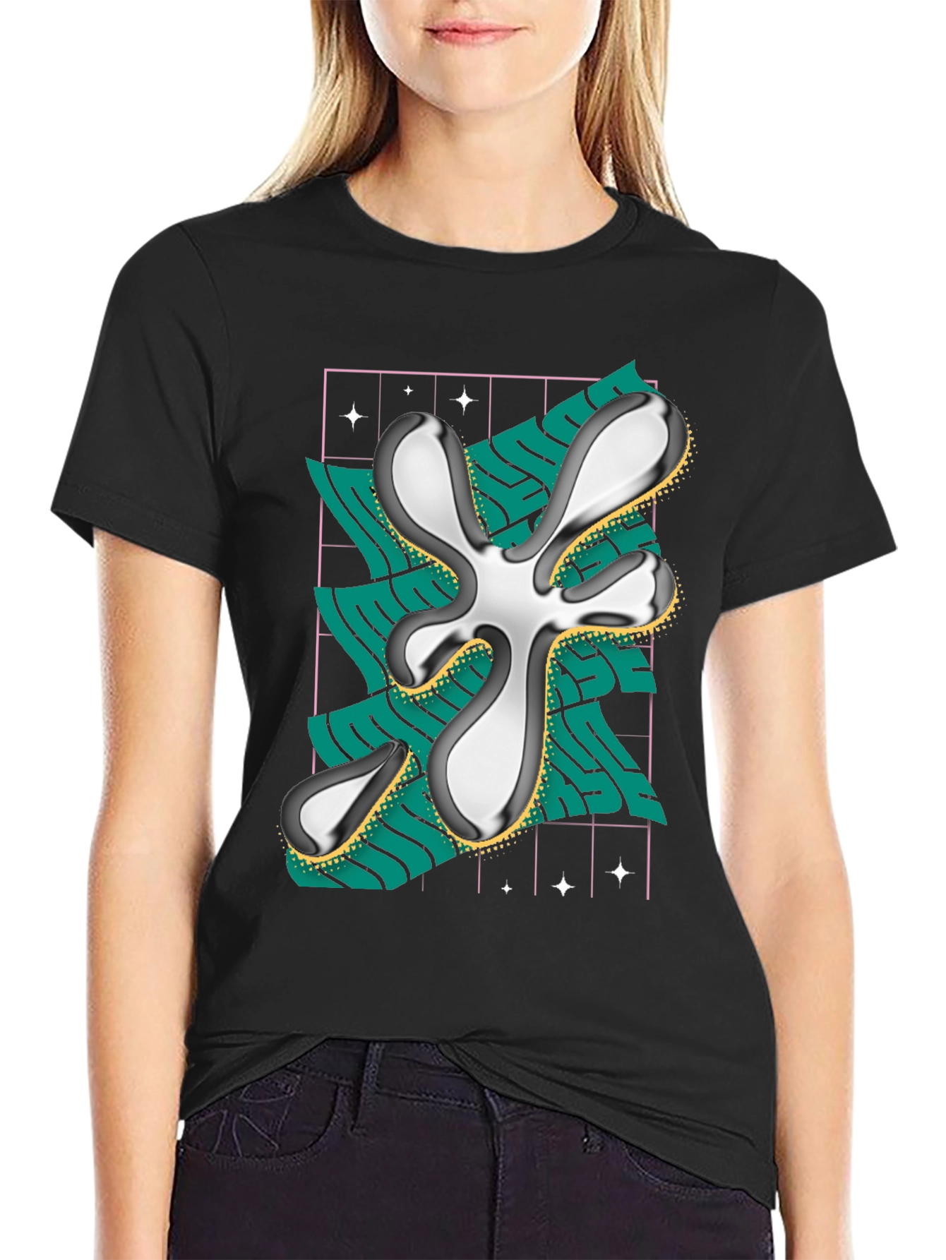 Abstract Graphic Print Black T-Shirt