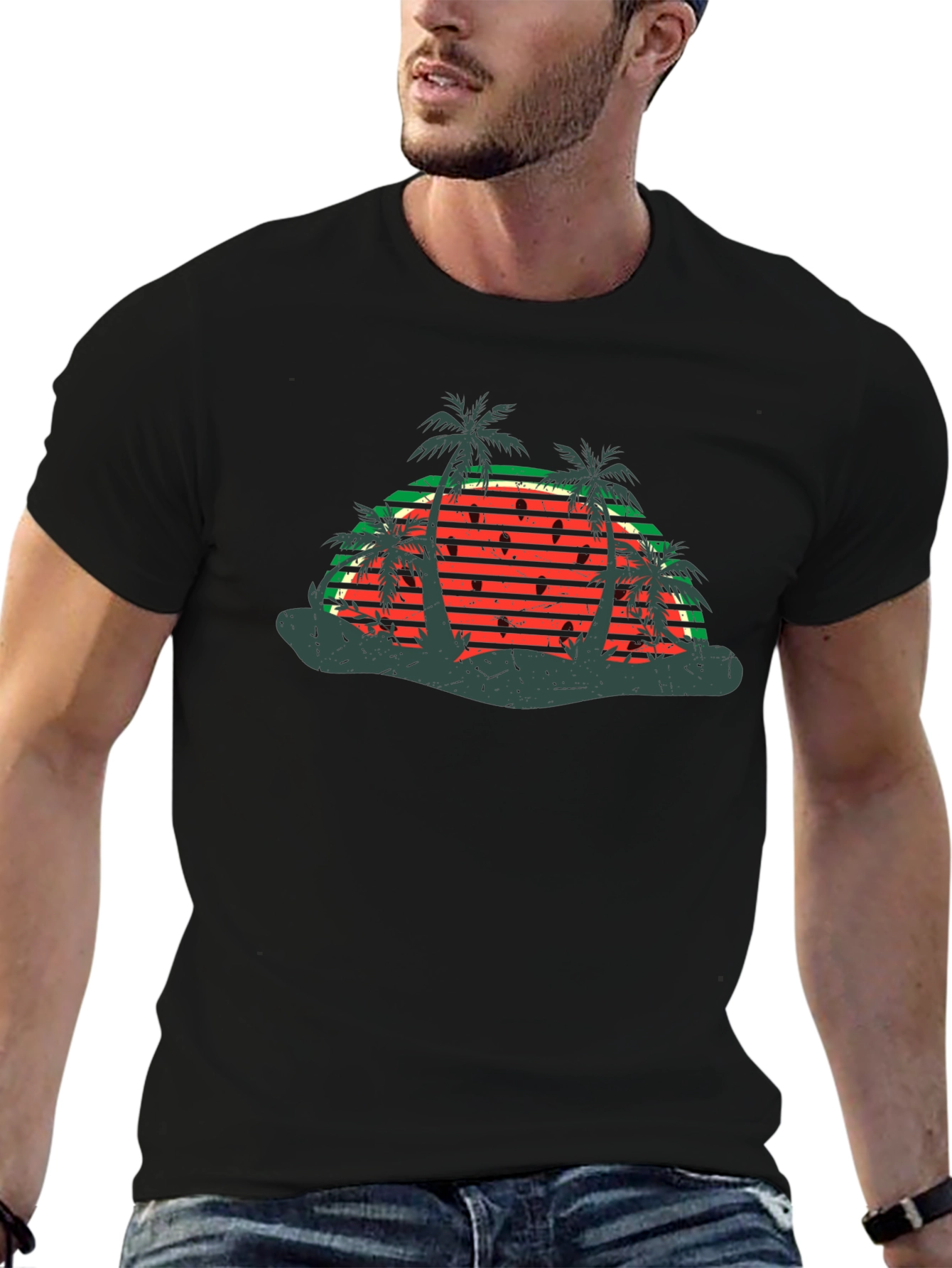 Retro Watermelon Palm Tree T-Shirt