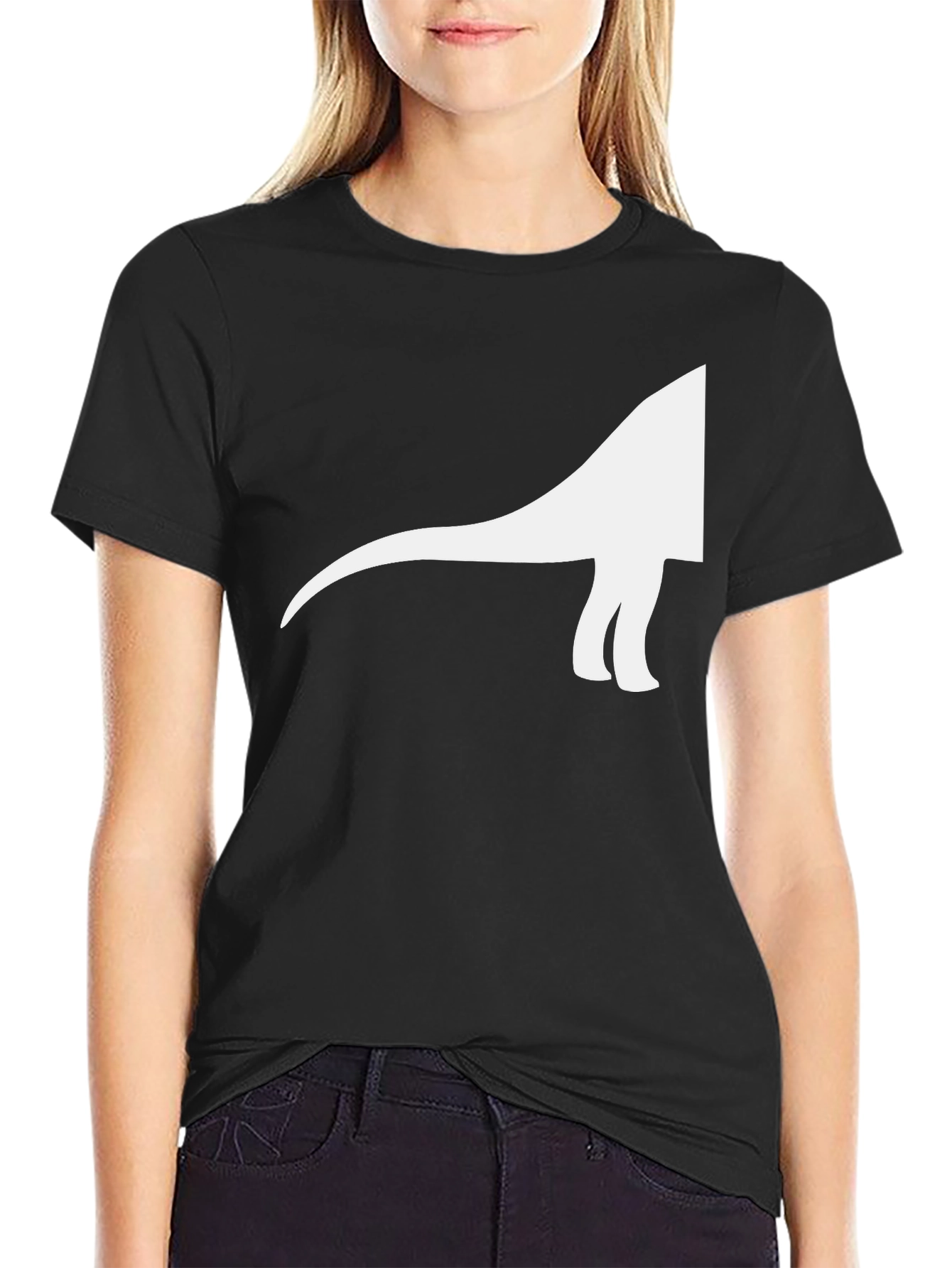 Dino Silhouette Graphic Tee - Casual Cool Black T-Shirt