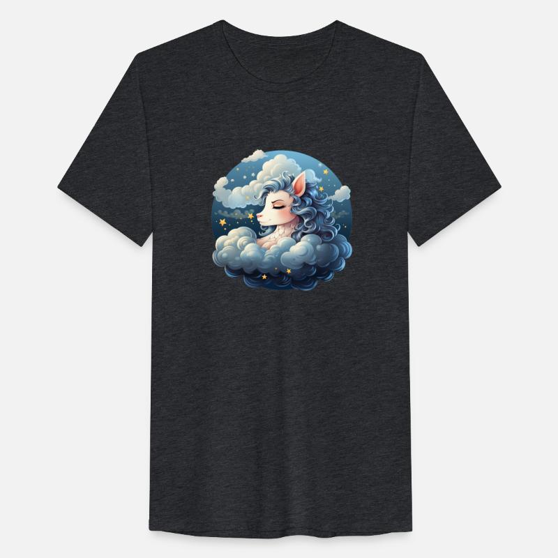 A cute unicorn sleeping on a cloud bed surround
