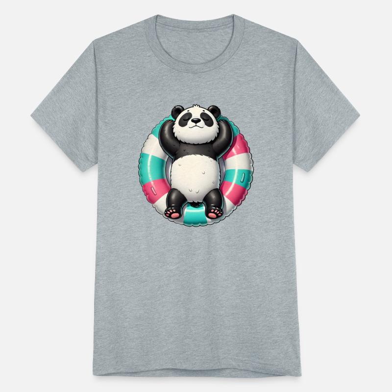 A relaxed panda on a swimming ring