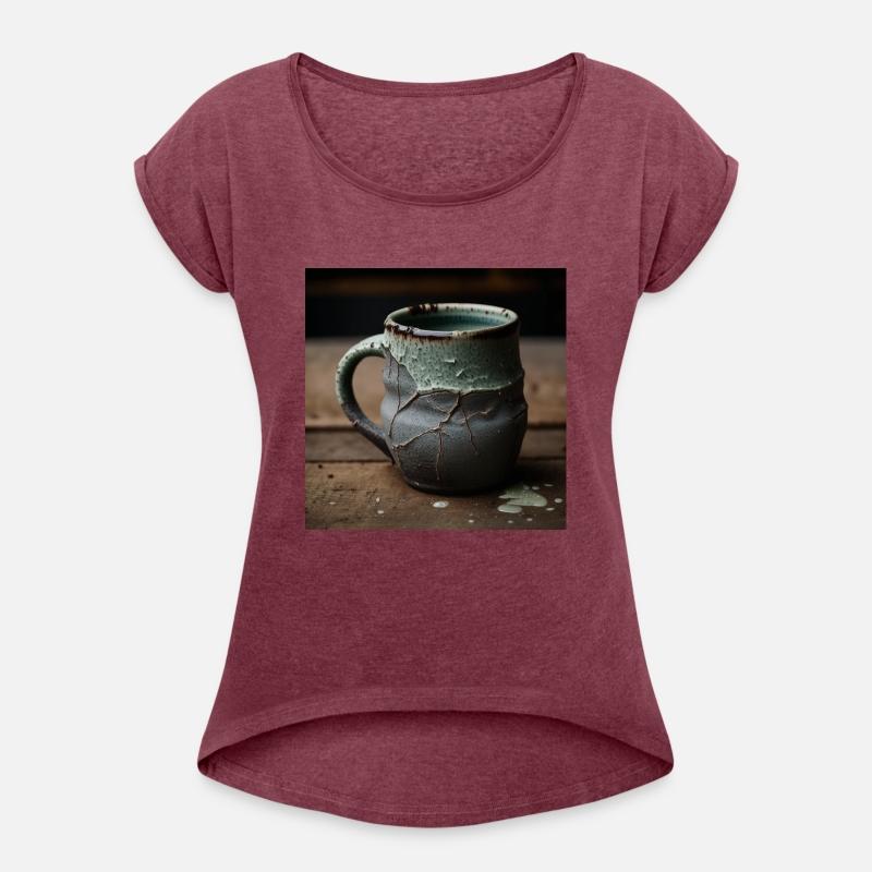 A rough ceramic mug is a handmade piece