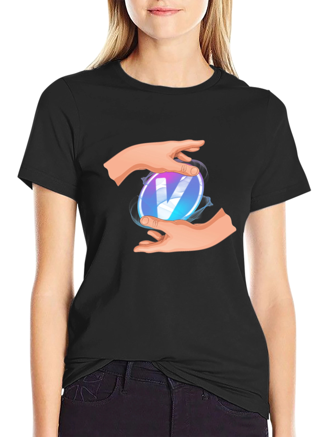 Mystic V Black Tee