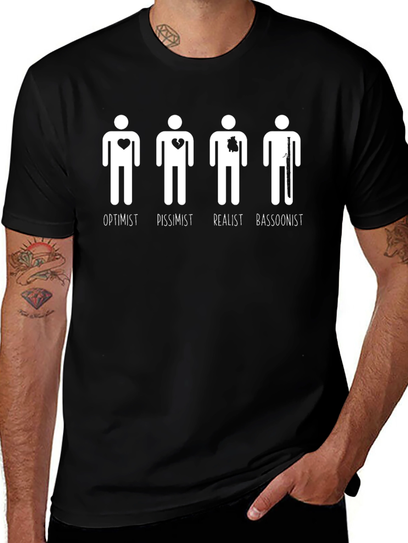 Optimist Pessimist Realist Bassoonist Graphic Tee