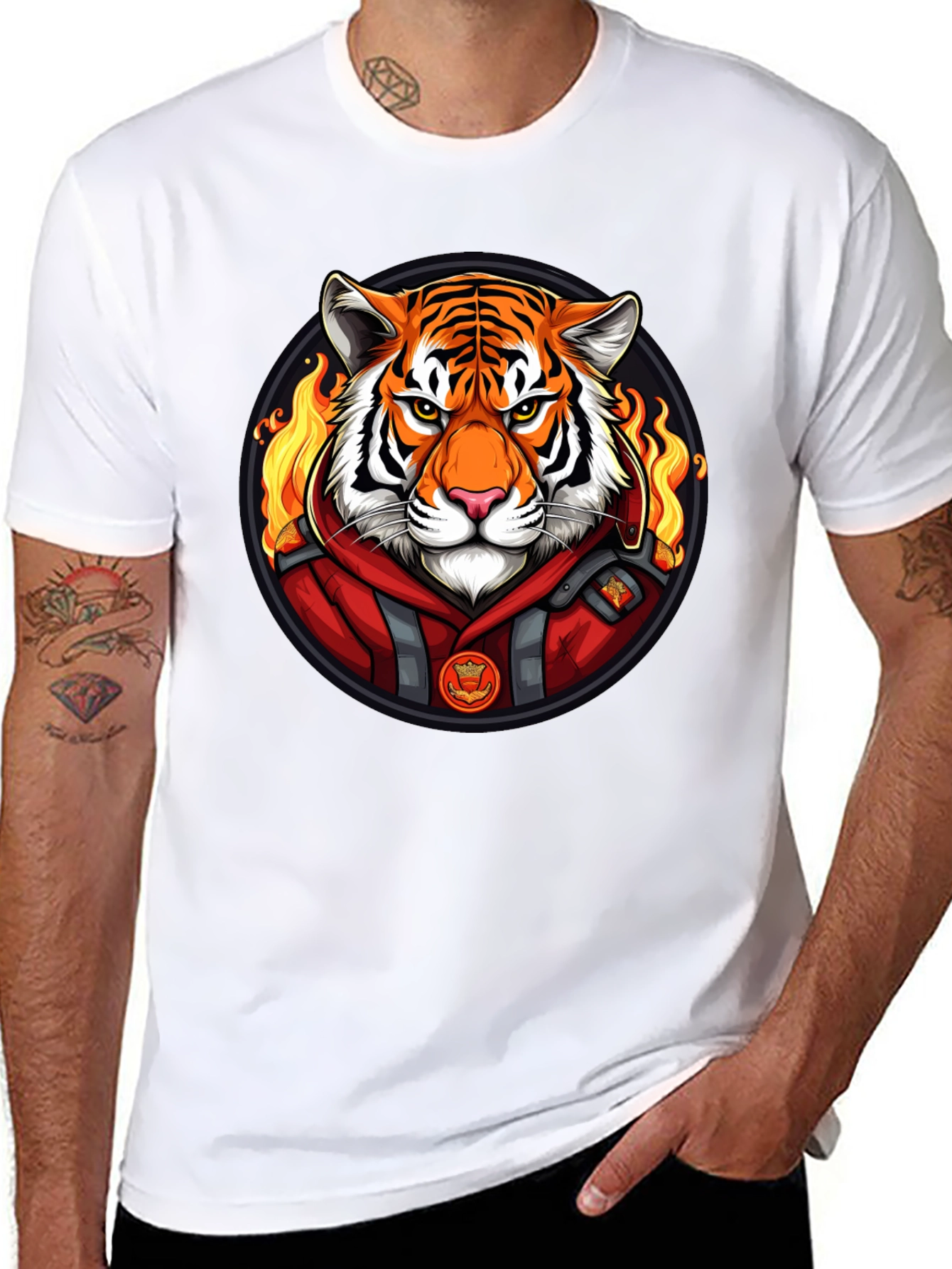 Fiery Tiger Graphic Tee - Cool Animal Print