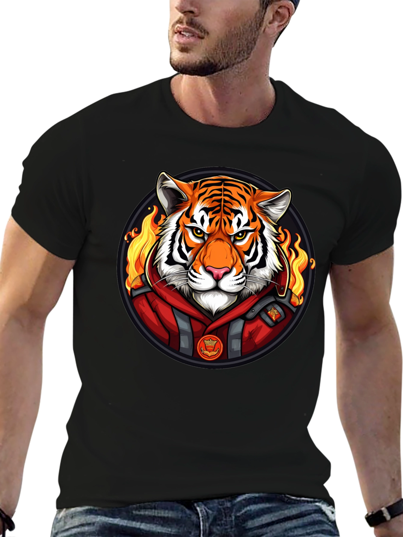 Fiery Tiger Graphic Tee - Cool Animal Print