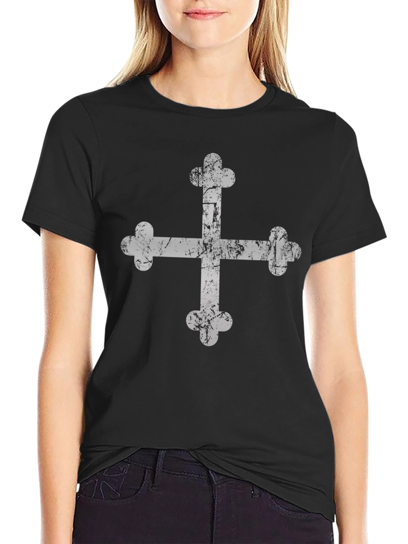 Distressed Maltese Cross Graphic Tee