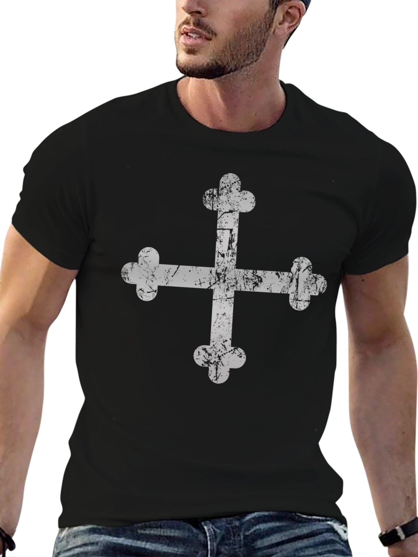 Distressed Maltese Cross Graphic Tee
