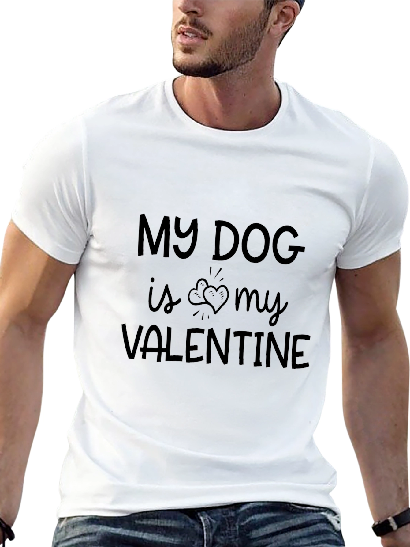 My Dog is My Valentine Black T-Shirt