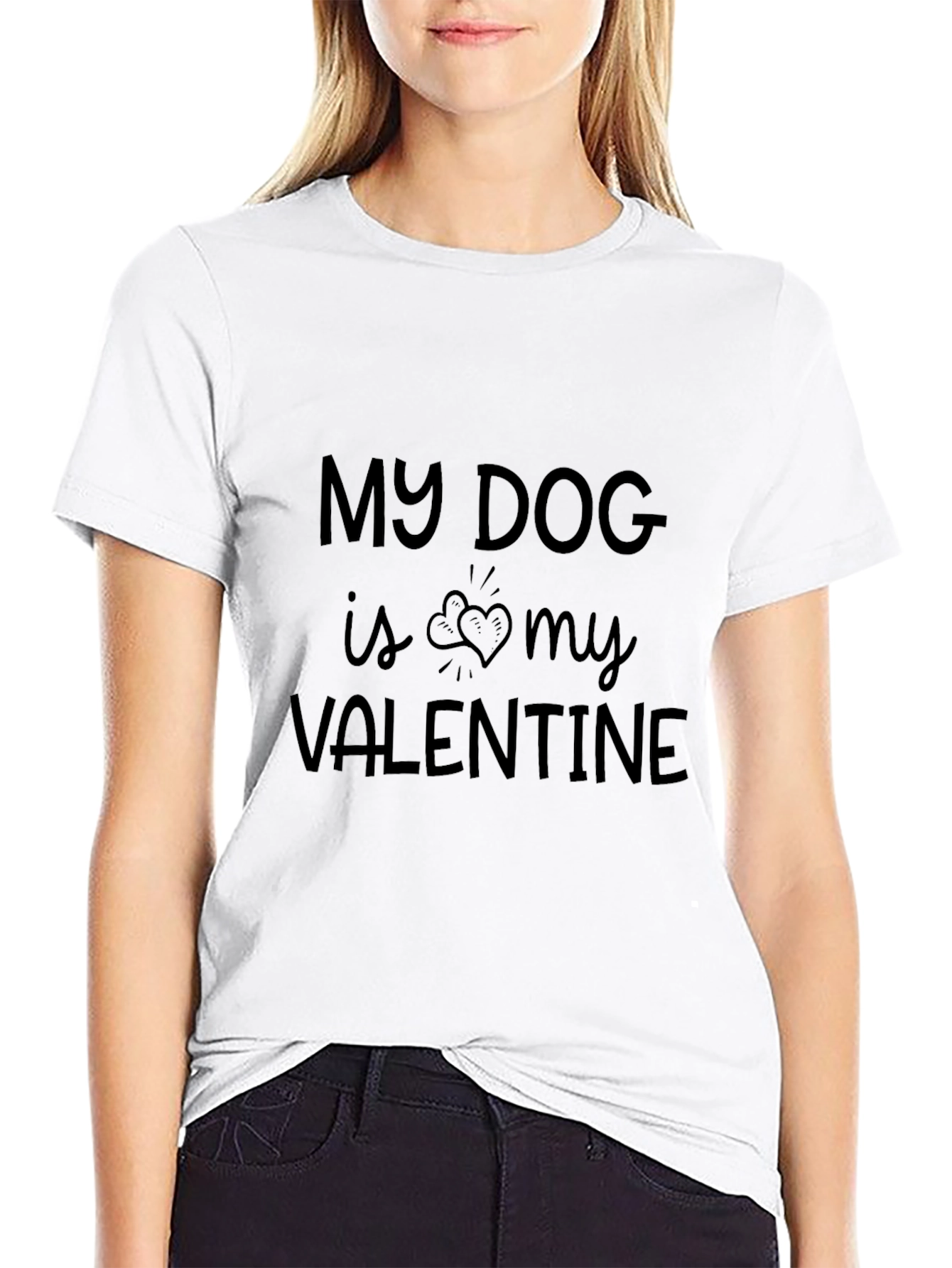 My Dog is My Valentine Black T-Shirt