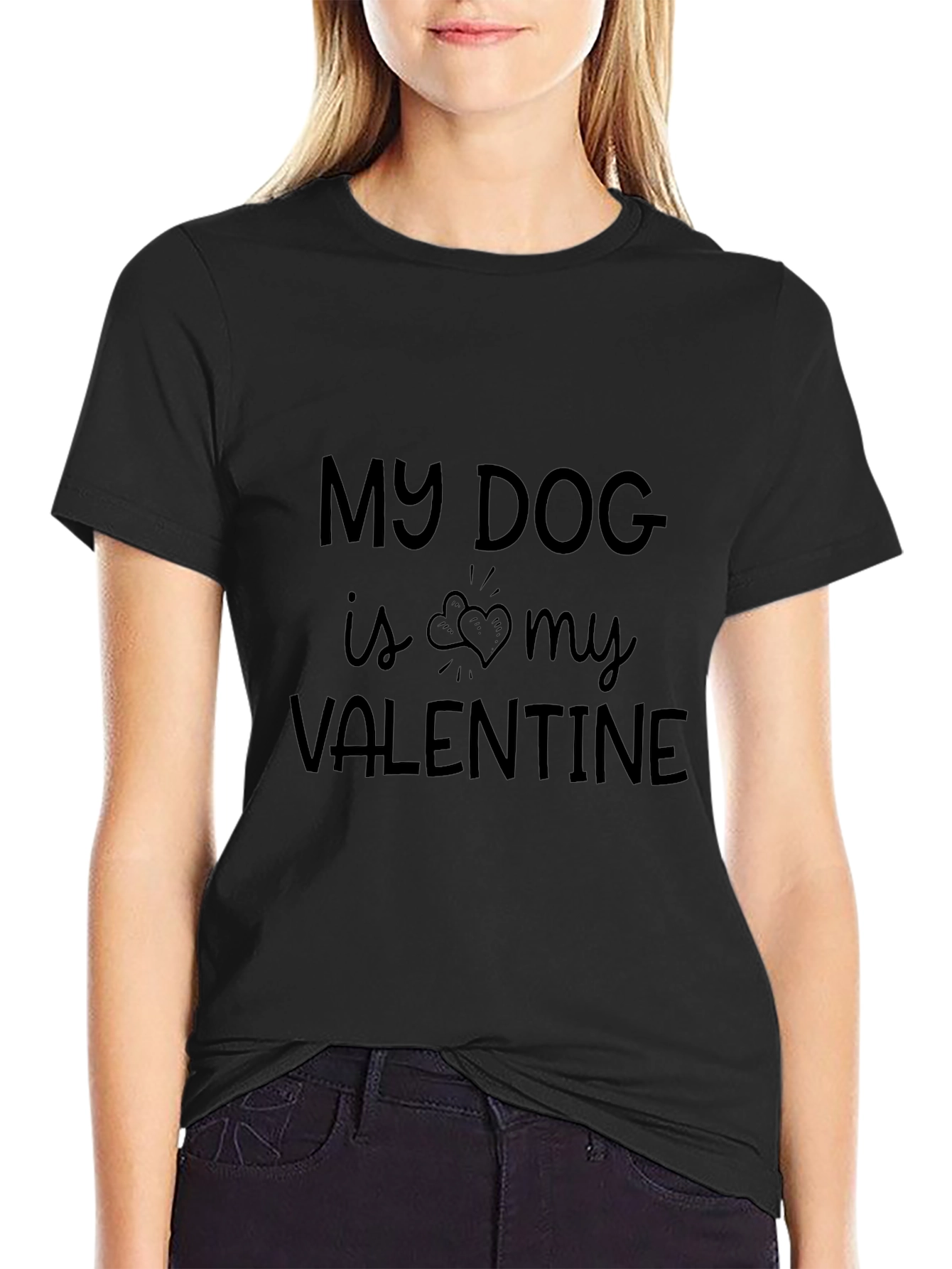 My Dog is My Valentine Black T-Shirt