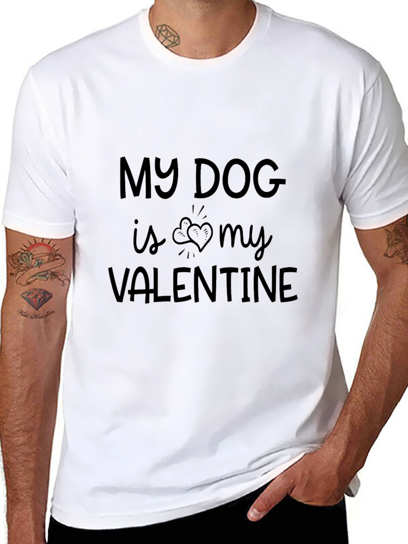 My Dog is My Valentine Black T-Shirt