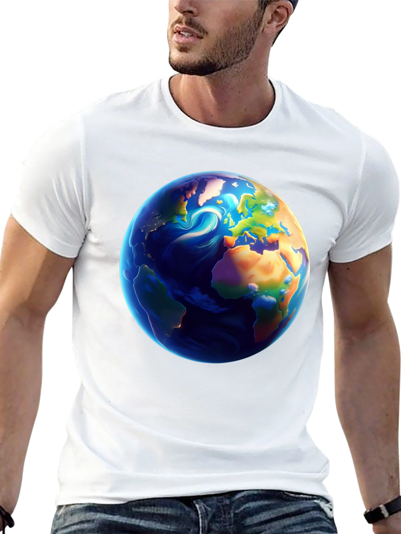Earth Graphic Black T-Shirt - Global Design