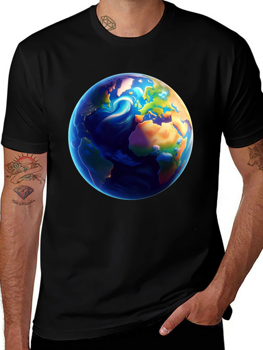 Earth Graphic Black T-Shirt - Global Design