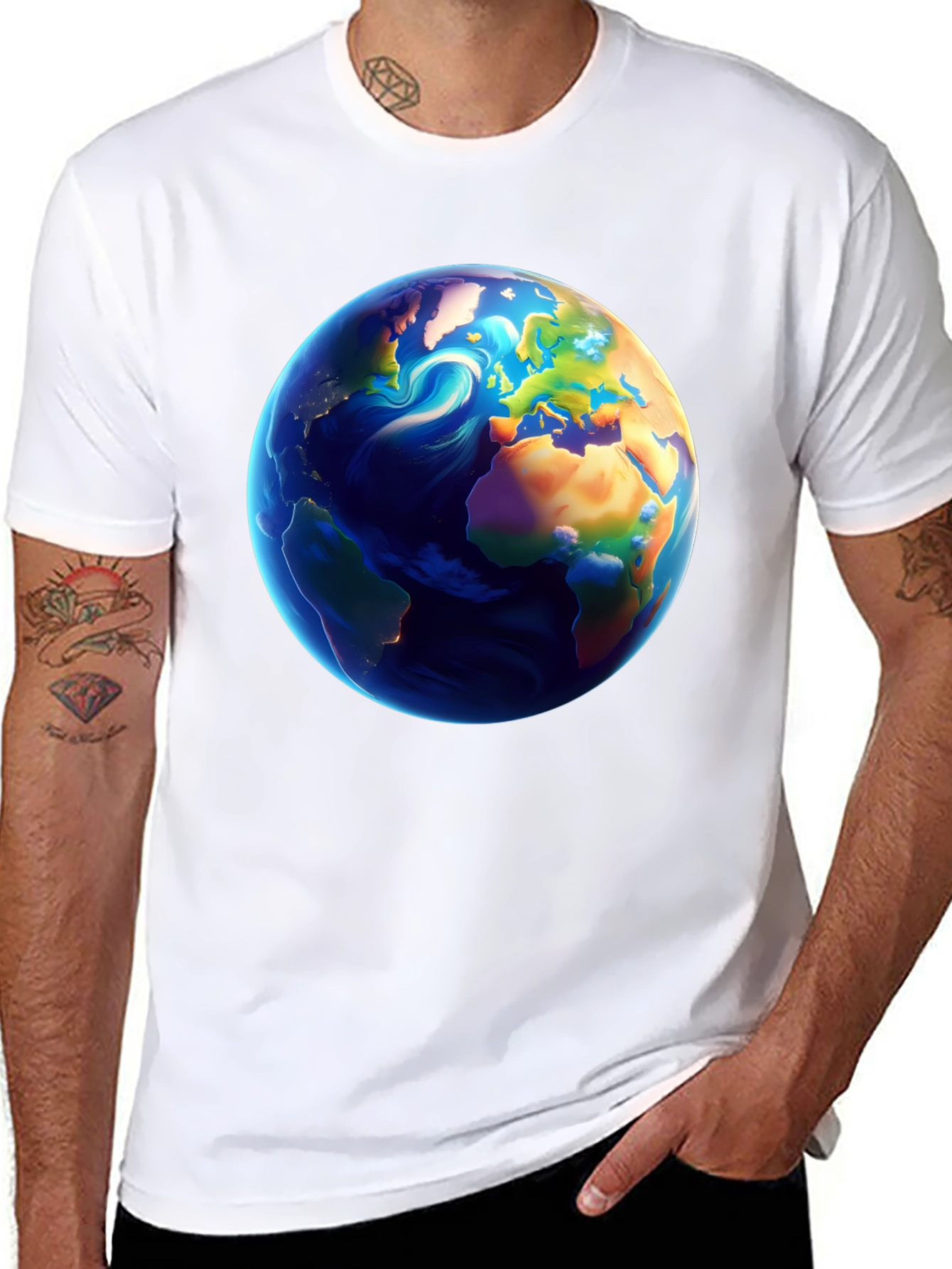 Earth Graphic Black T-Shirt - Global Design