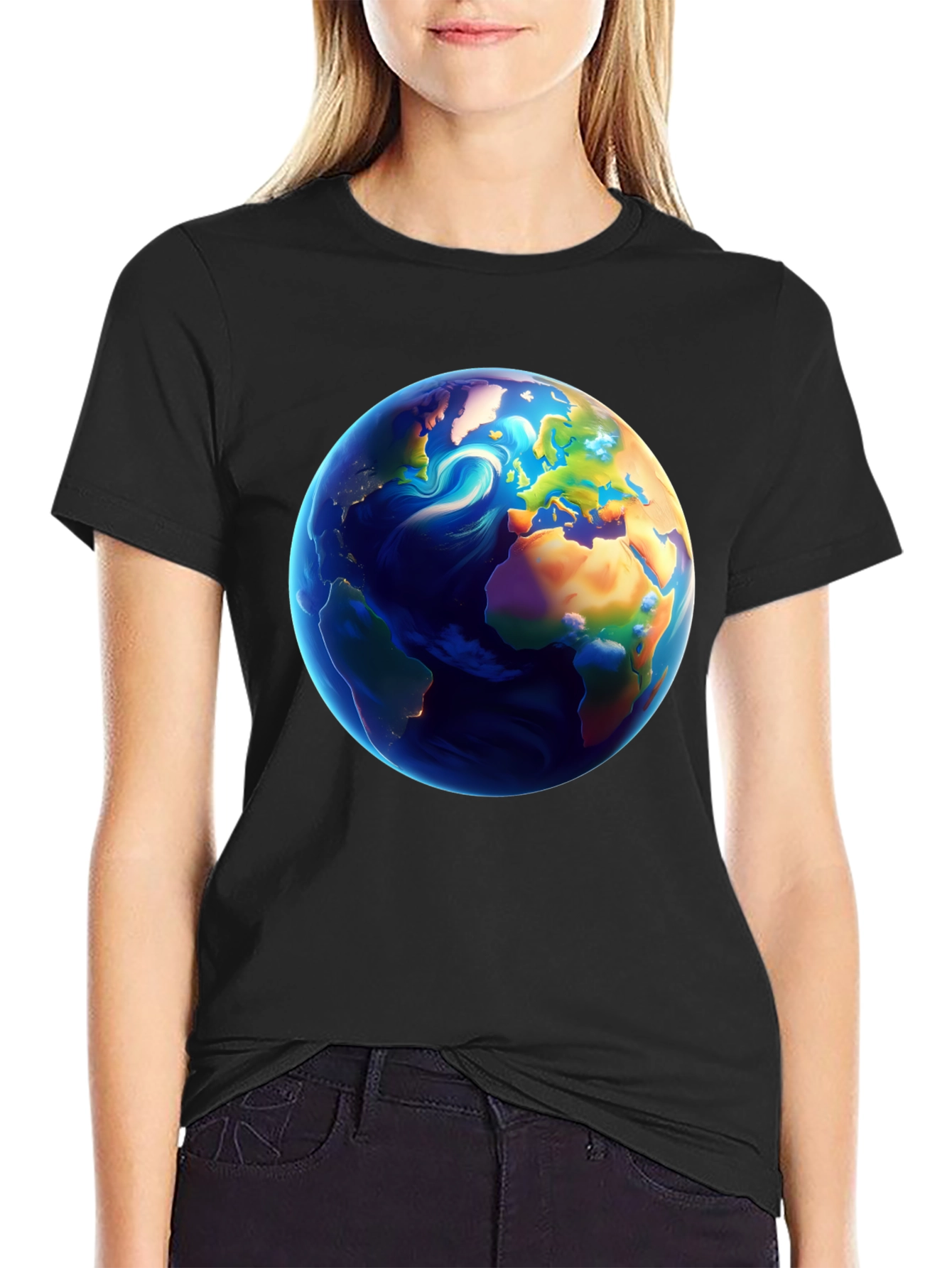 Earth Graphic Black T-Shirt - Global Design