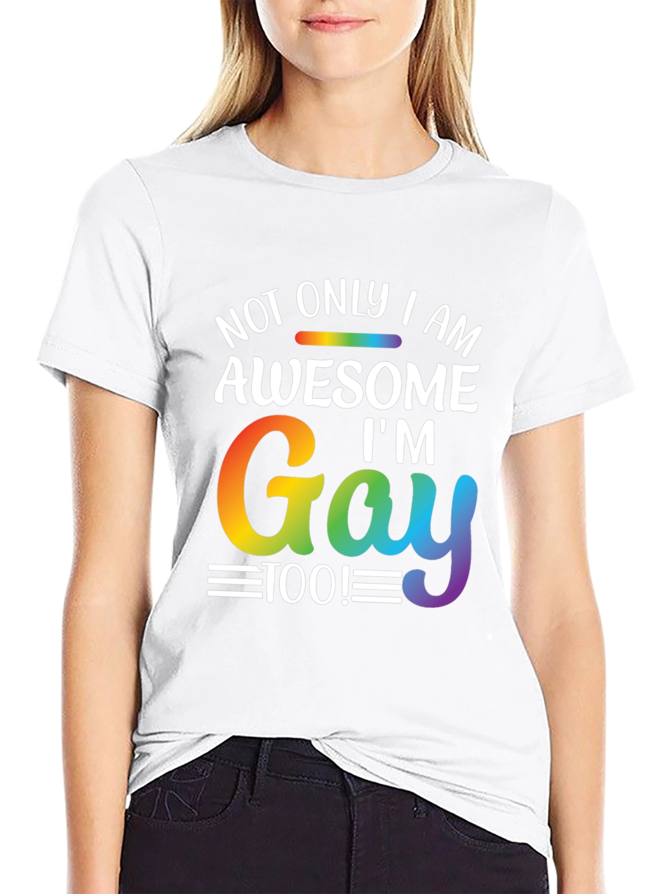 Awesome Im Gay Too T-Shirt Rainbow Pride LGBT