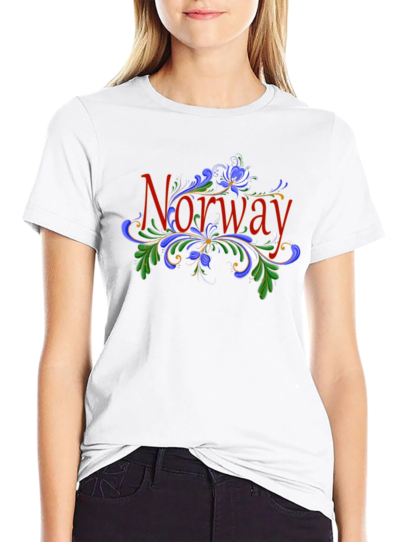 Norway Floral Graphic Black T-Shirt