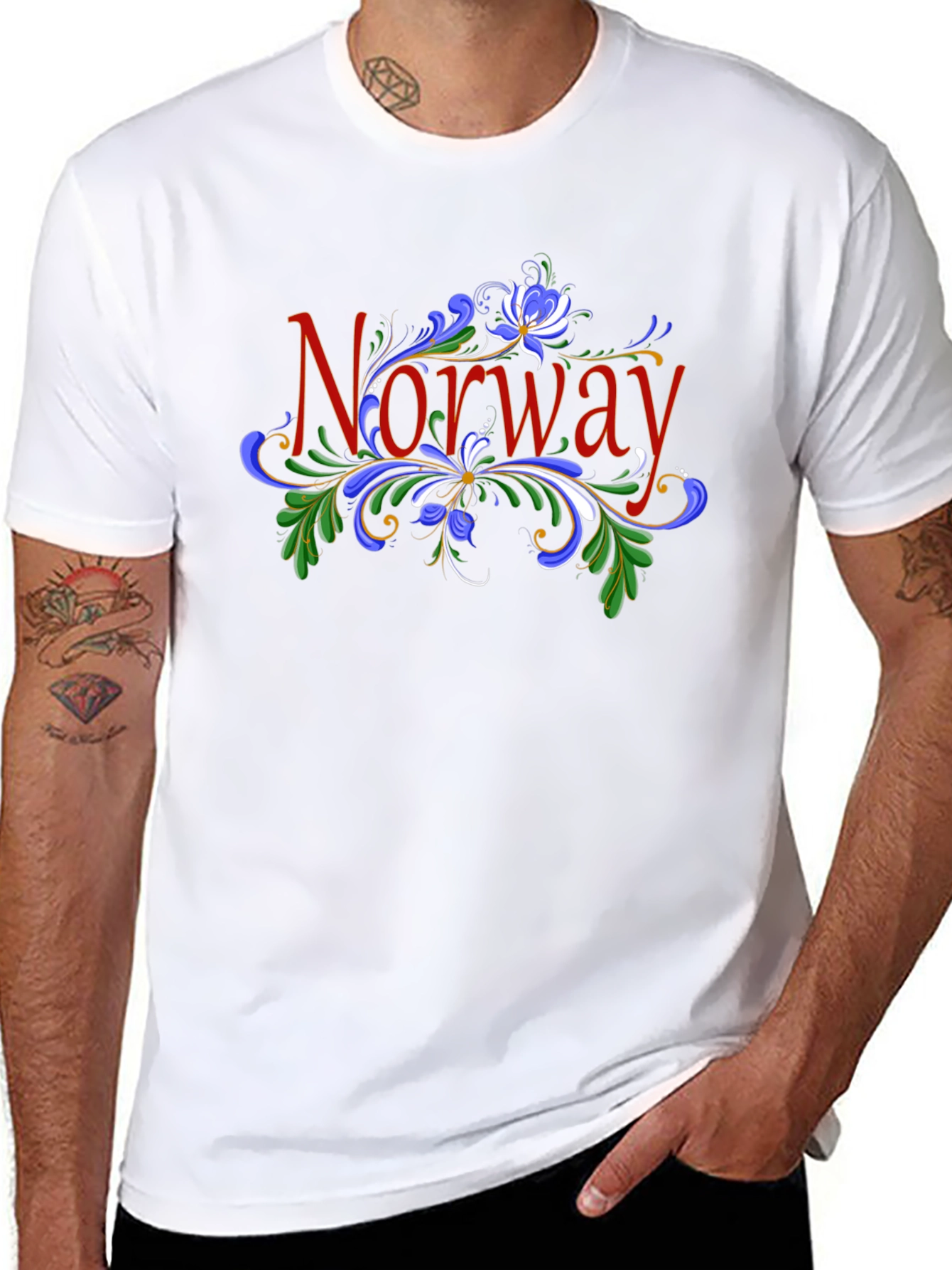 Norway Floral Graphic Black T-Shirt