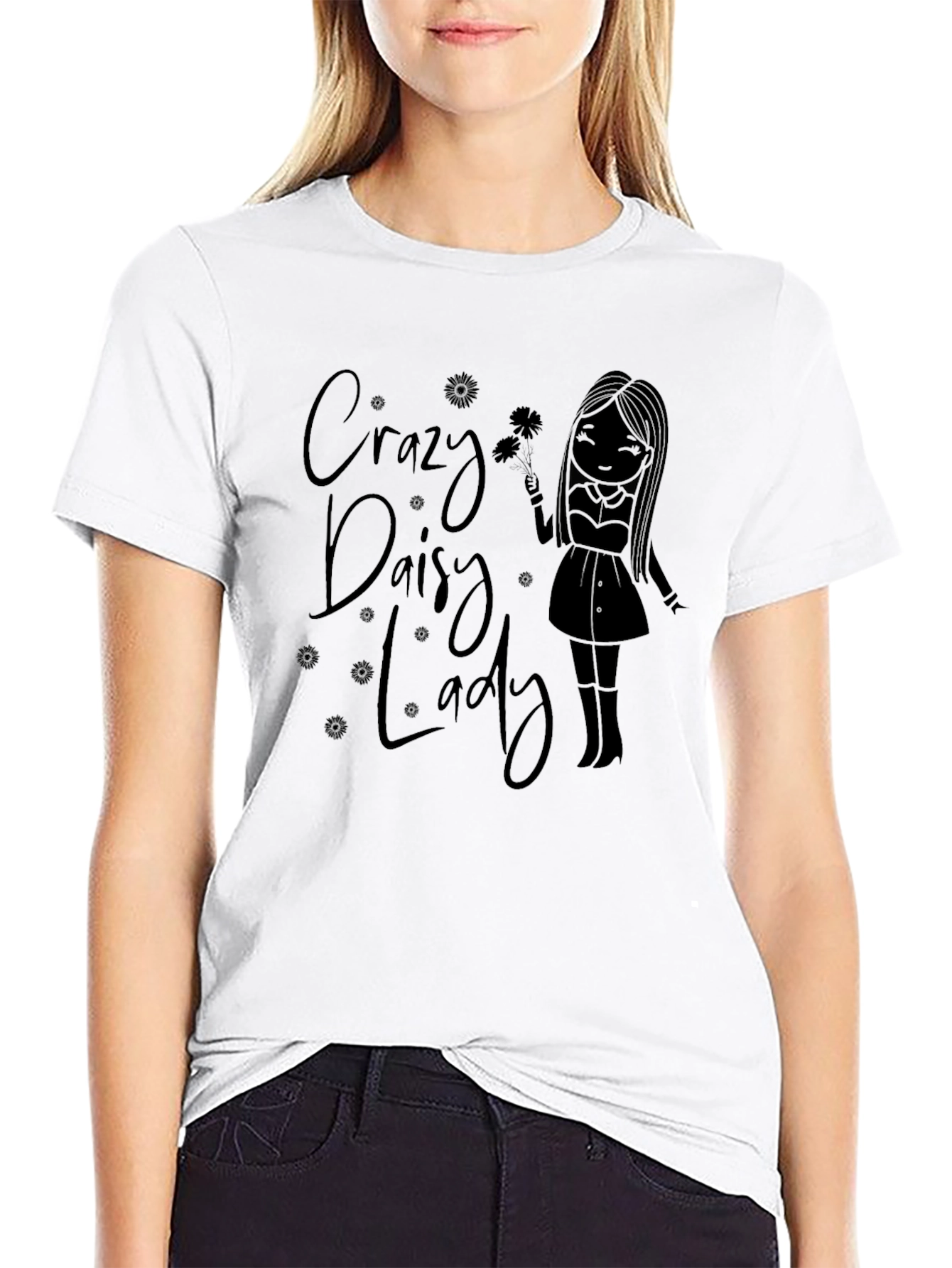 Crazy Daisy Lady Graphic Tee - Black