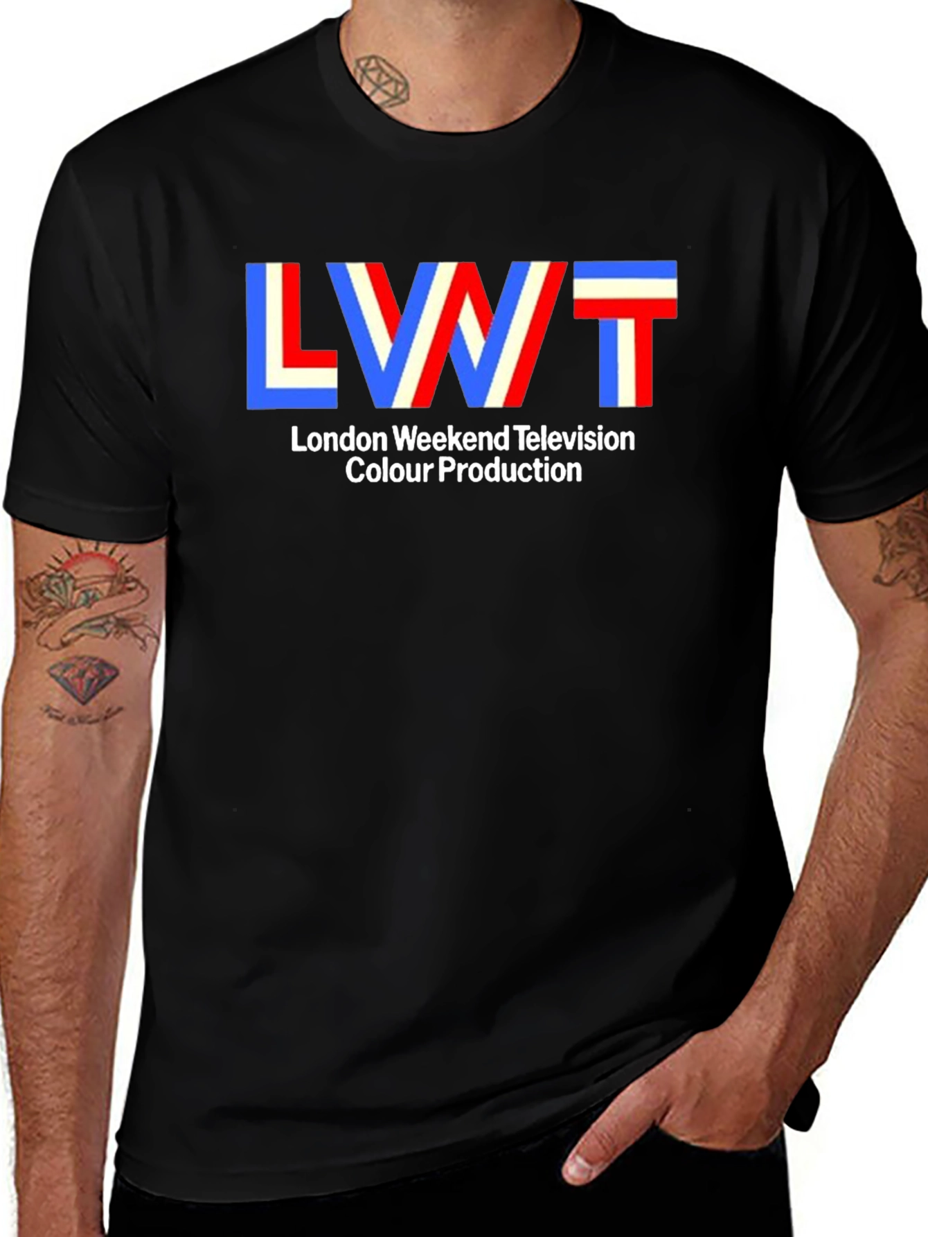 LWT London Weekend Television Retro Black T-Shirt