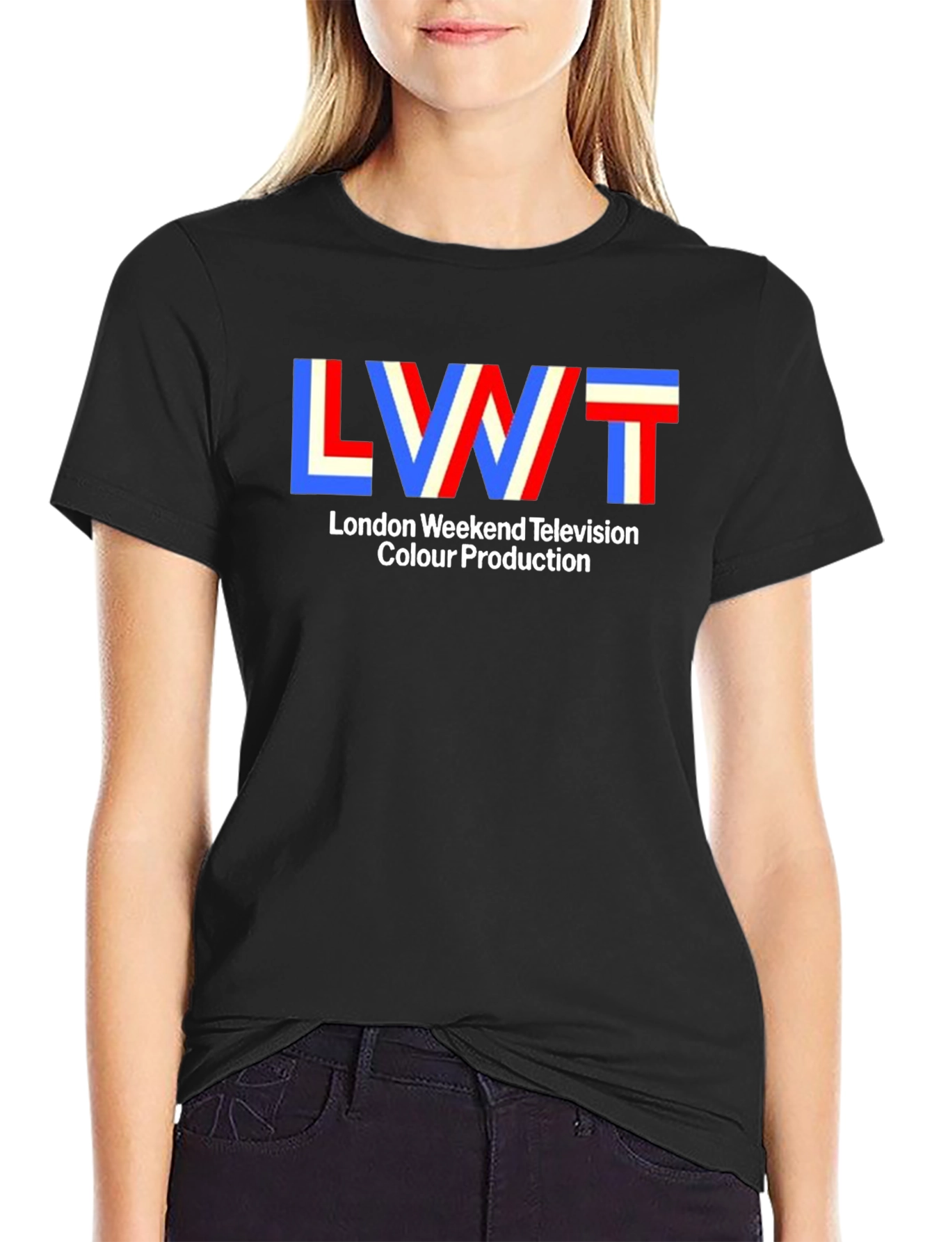 LWT London Weekend Television Retro Black T-Shirt