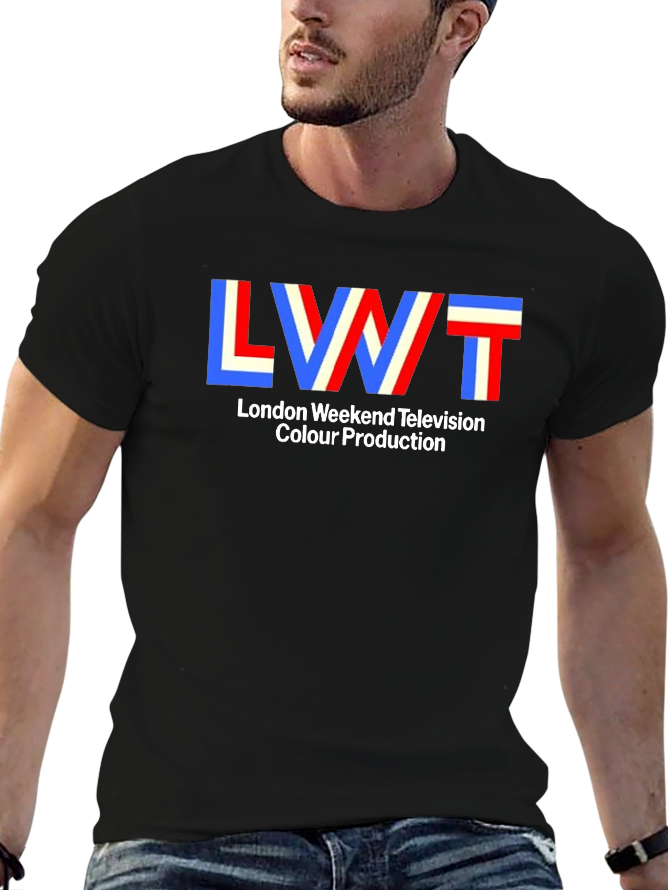 LWT London Weekend Television Retro Black T-Shirt