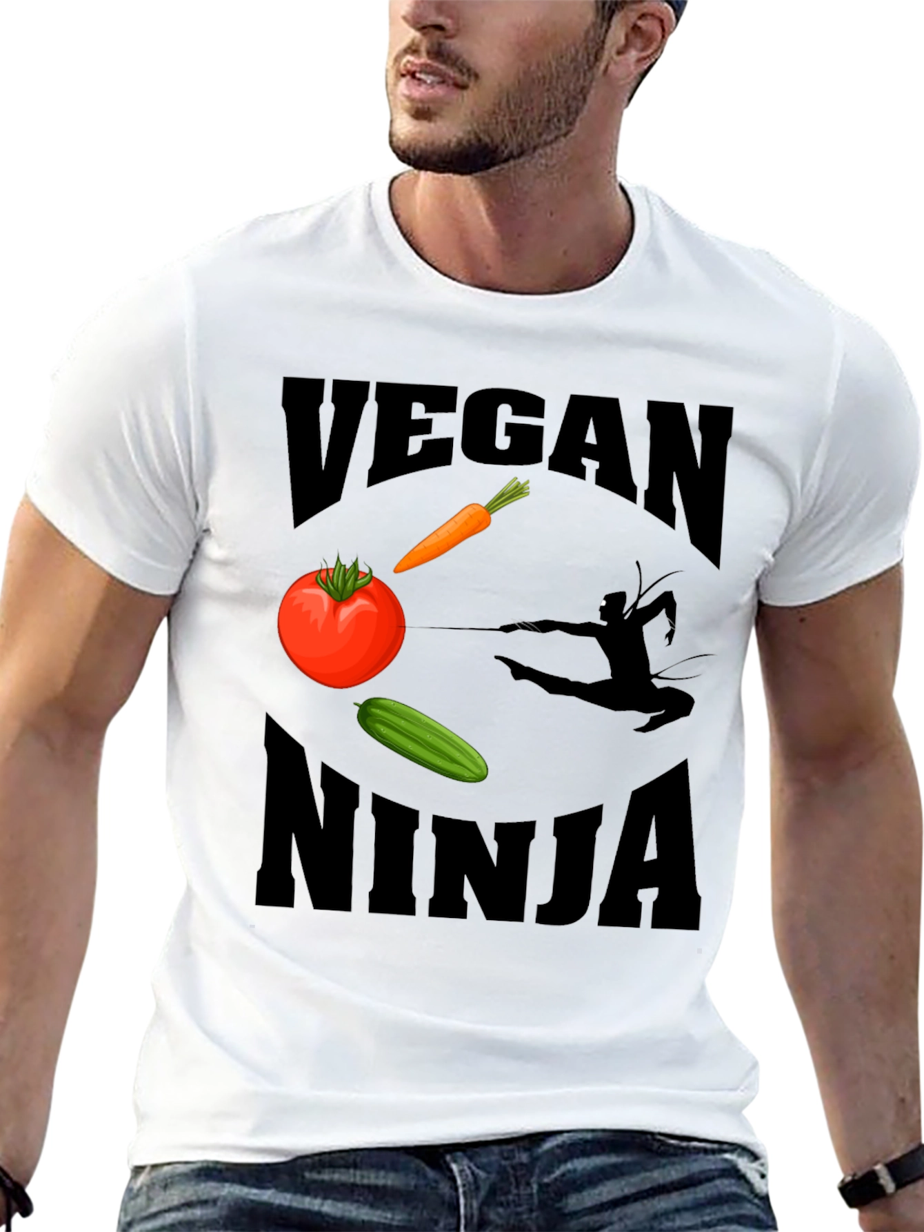 Vegan Ninja Graphic Tee - Quirky Comfortable
