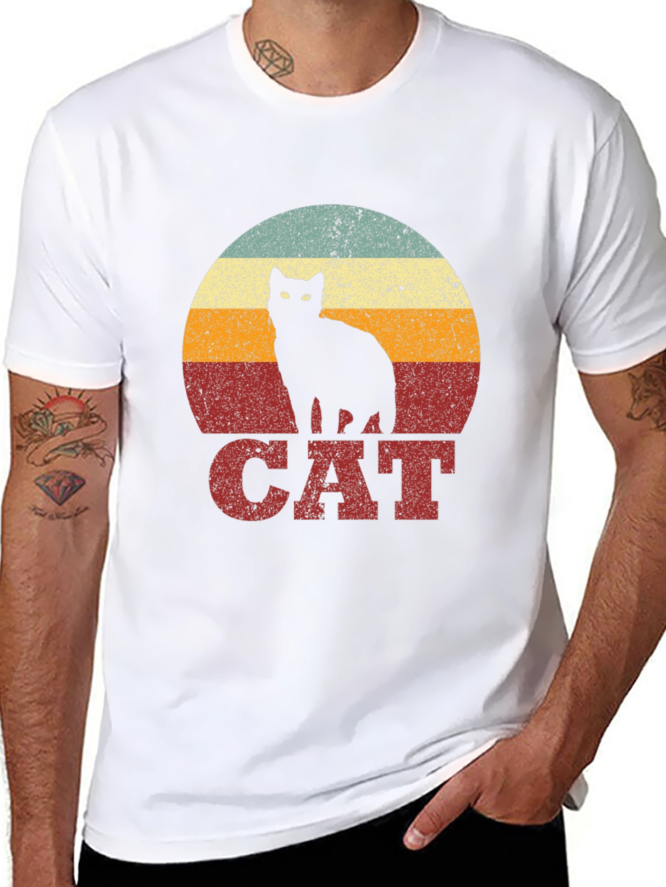 Retro Cat Graphic T-Shirt