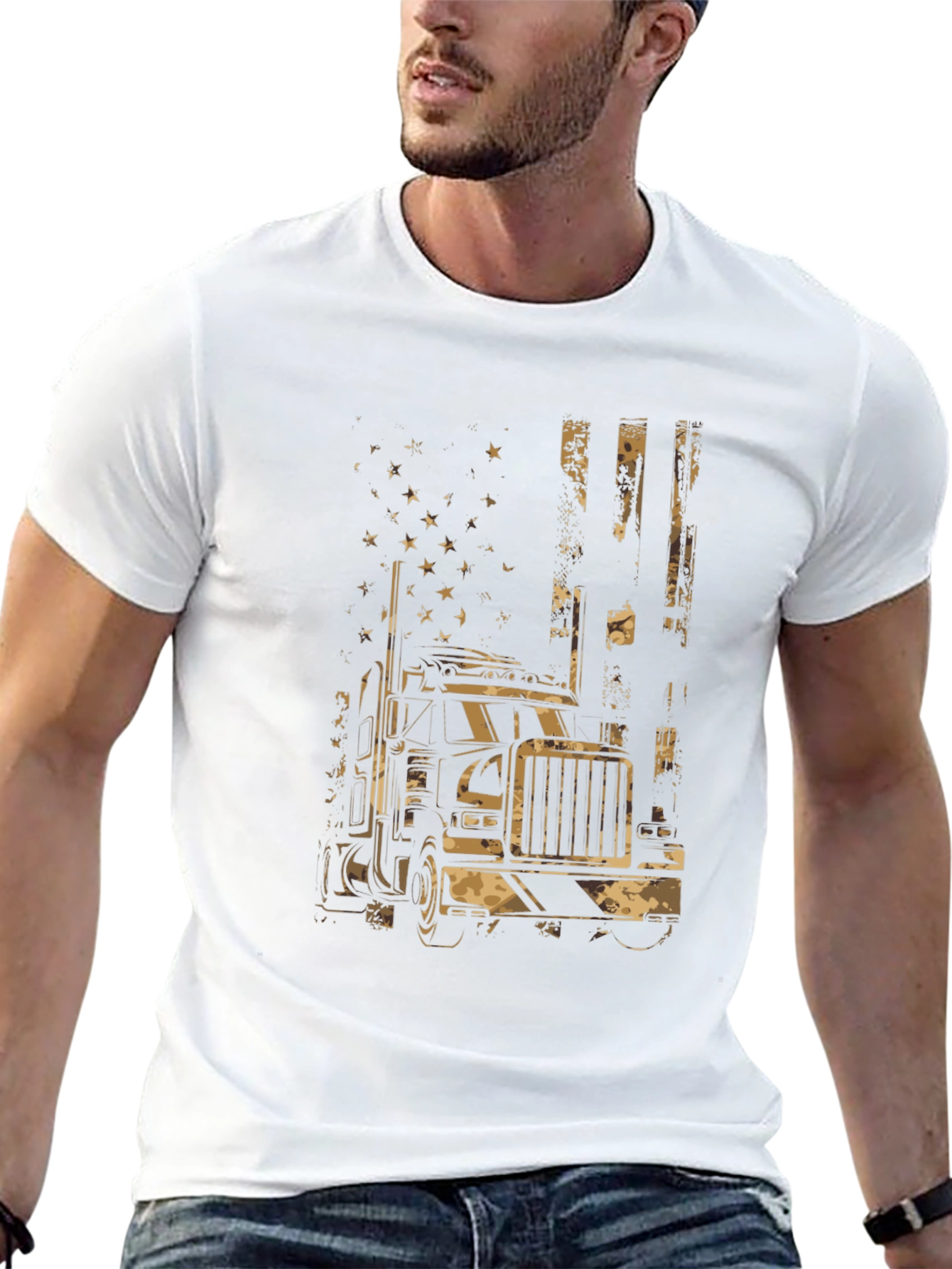 Trucker American Flag Graphic Tee