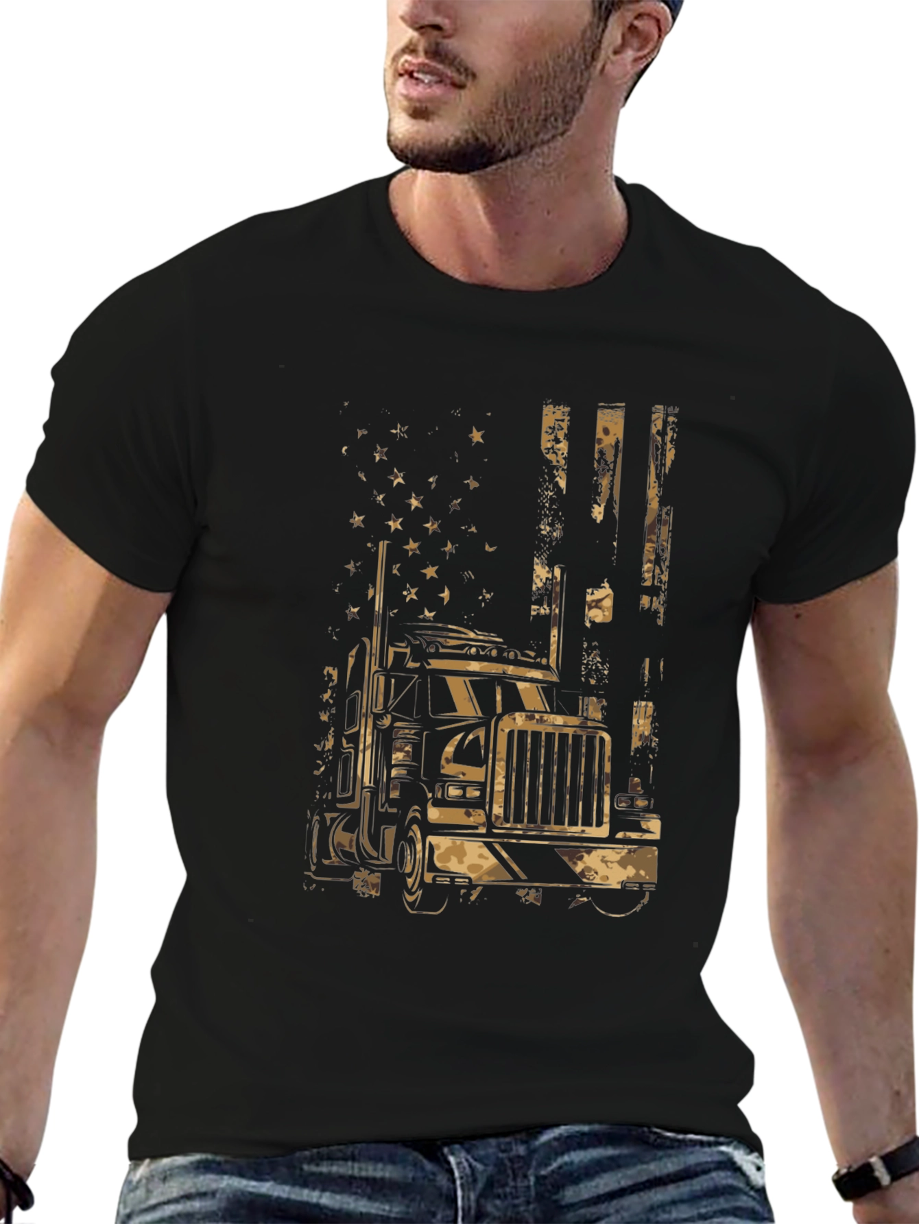 Trucker American Flag Graphic Tee