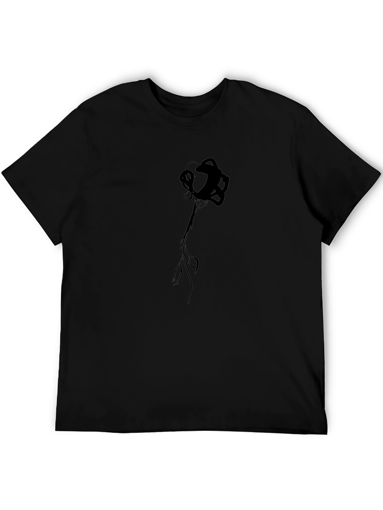 Mens Black Rose Graphic Tee - Stylish Casual Wear
