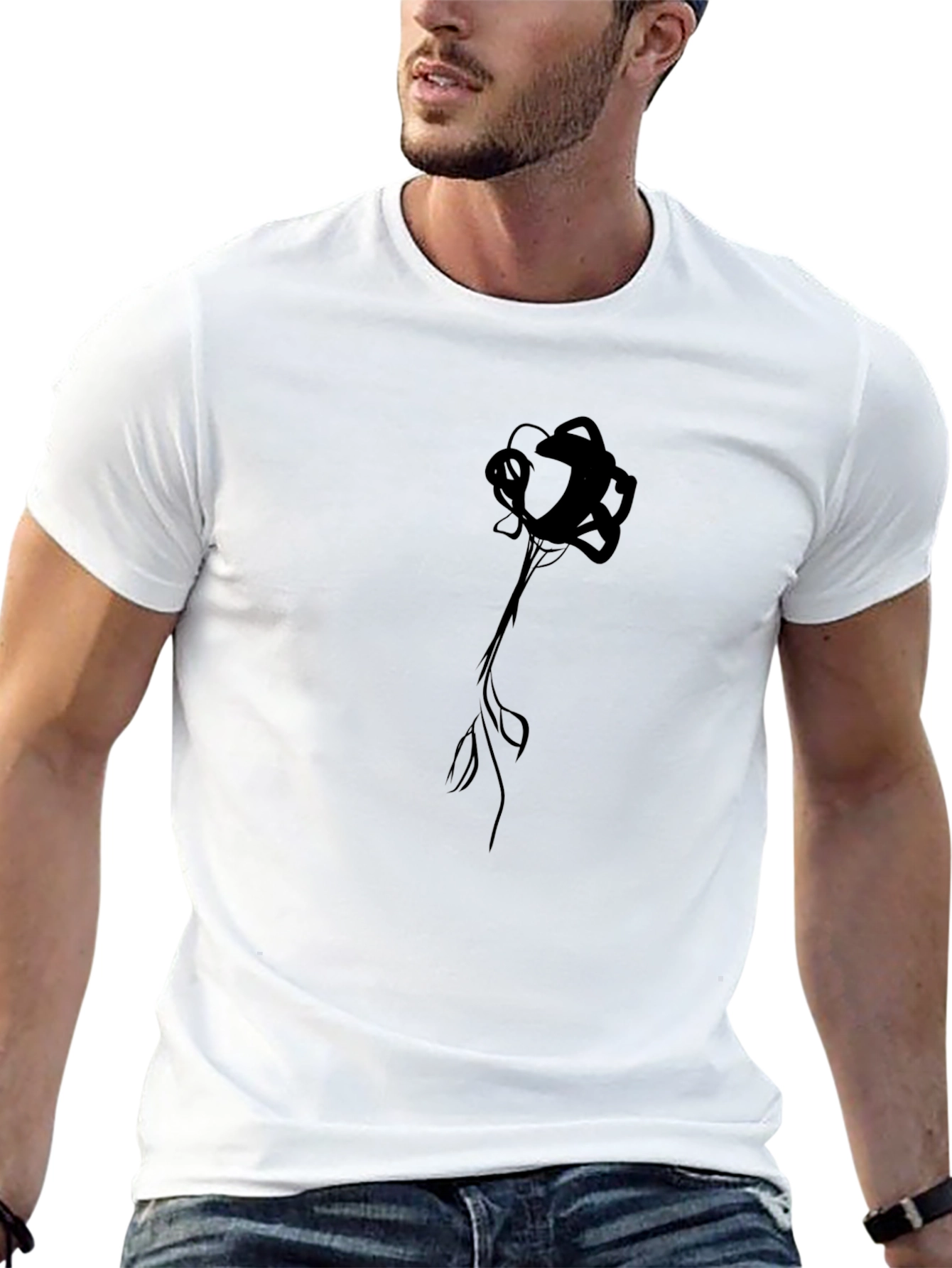Mens Black Rose Graphic Tee - Stylish Casual Wear