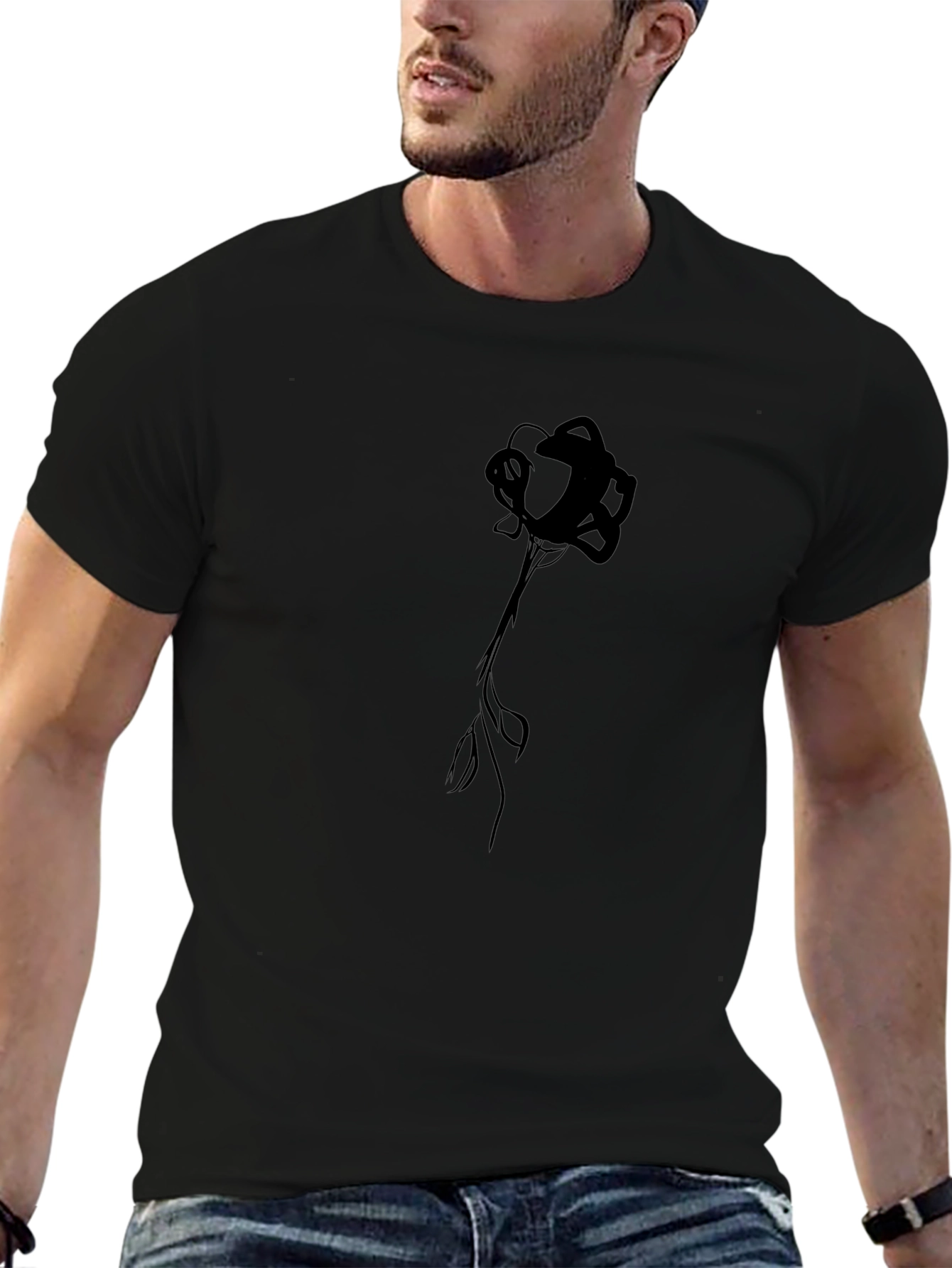 Mens Black Rose Graphic Tee - Stylish Casual Wear
