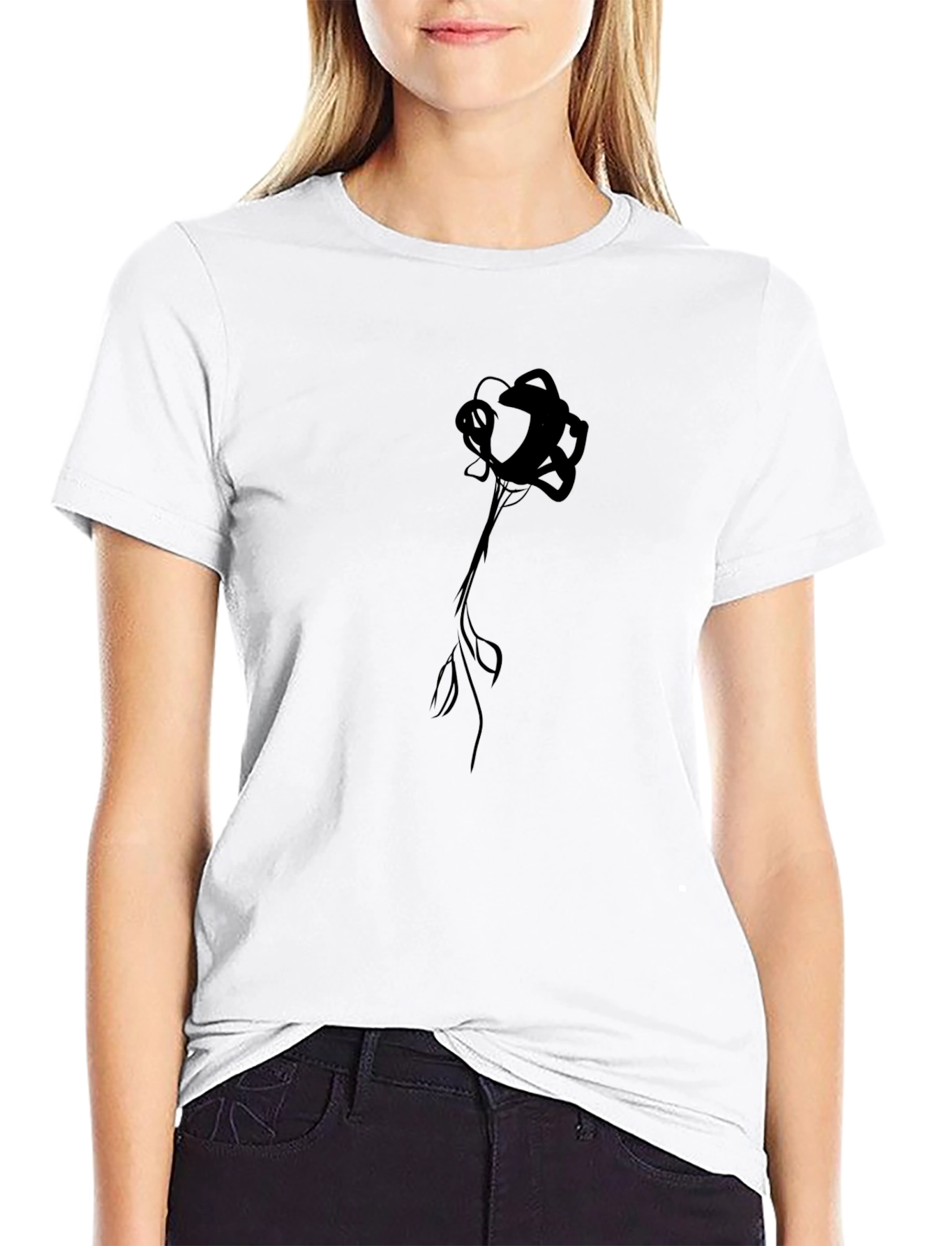 Mens Black Rose Graphic Tee - Stylish Casual Wear